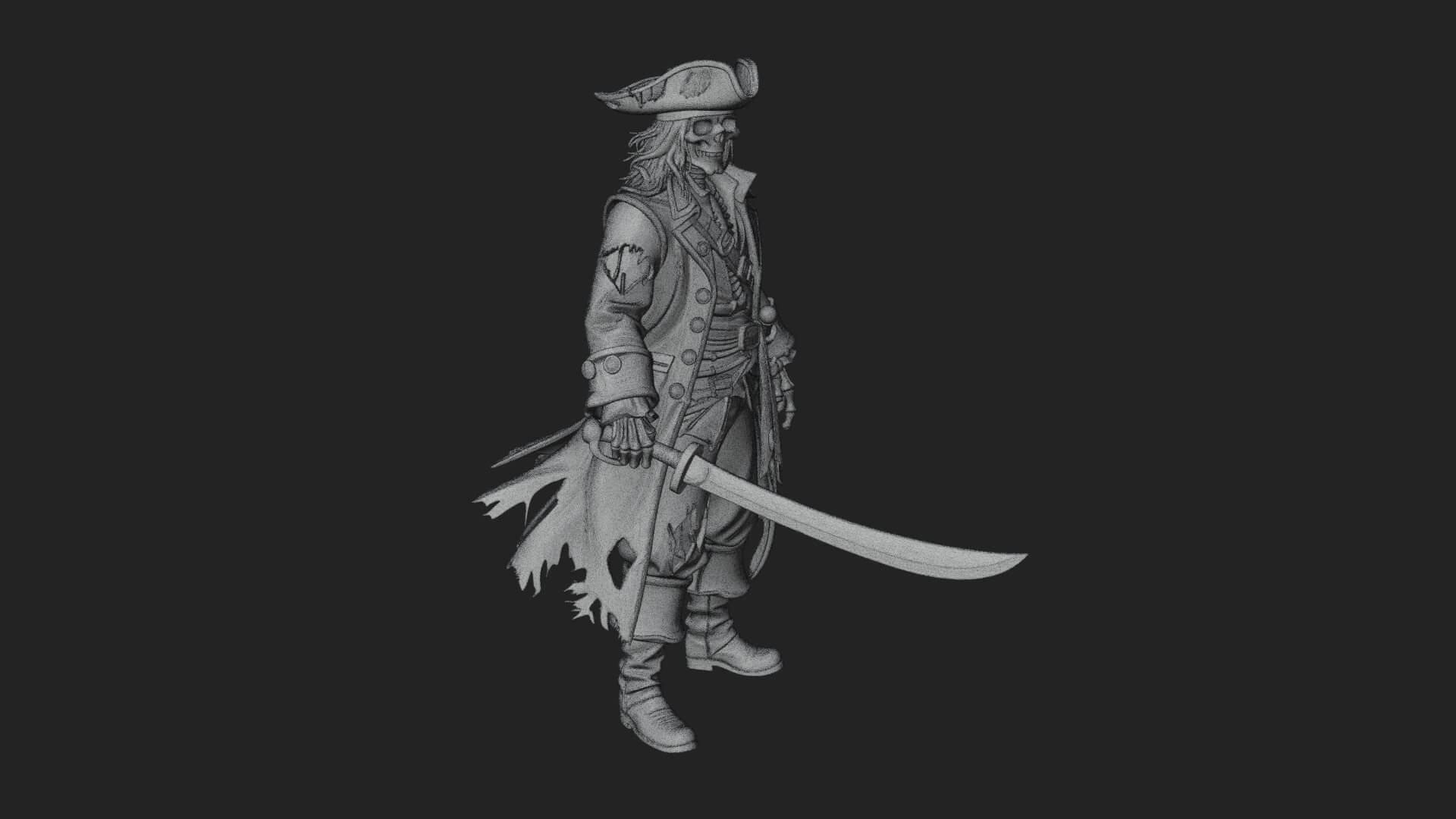 Skeleton Pirate Statue Design 11 3D Print Model 3D Model