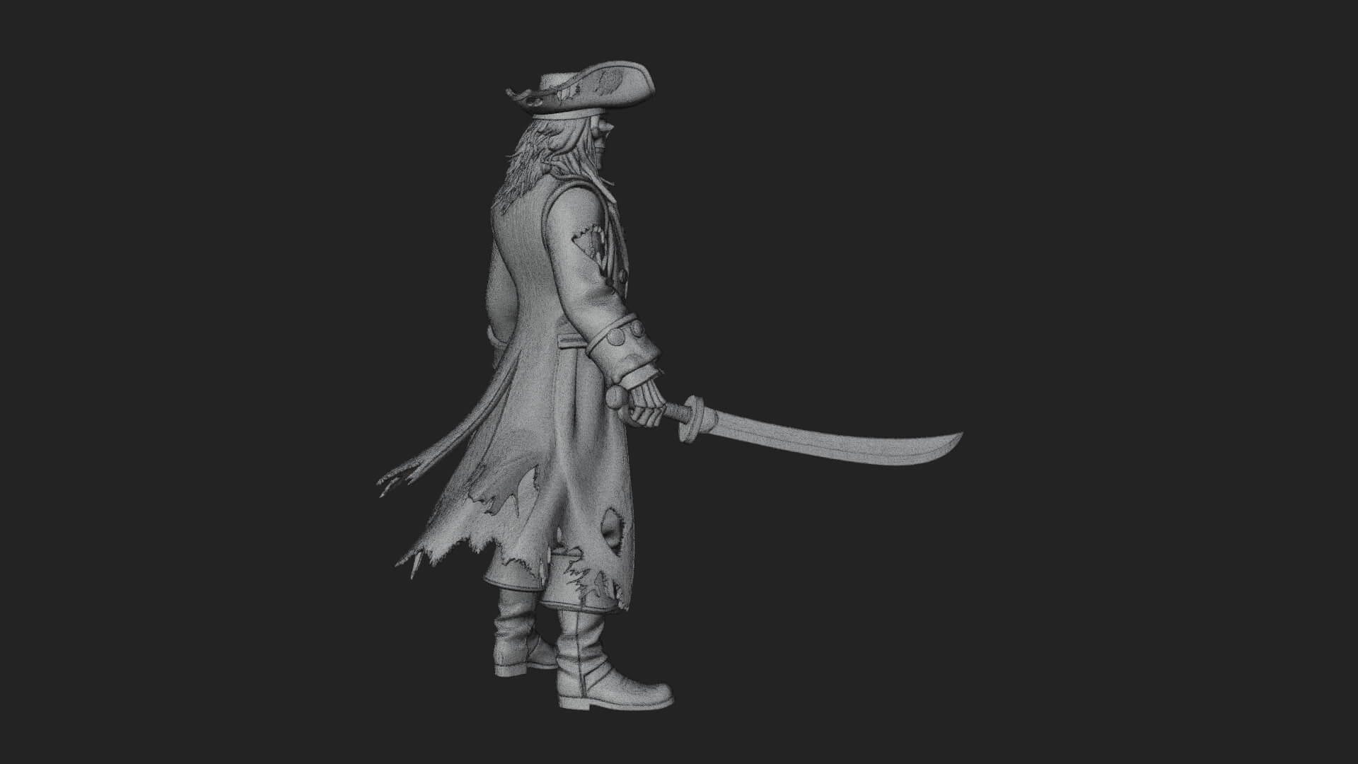 Skeleton Pirate Statue Design 11 3D Print Model 3D Model
