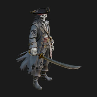 Skeleton Pirate Statue Design 11 3D Print Model