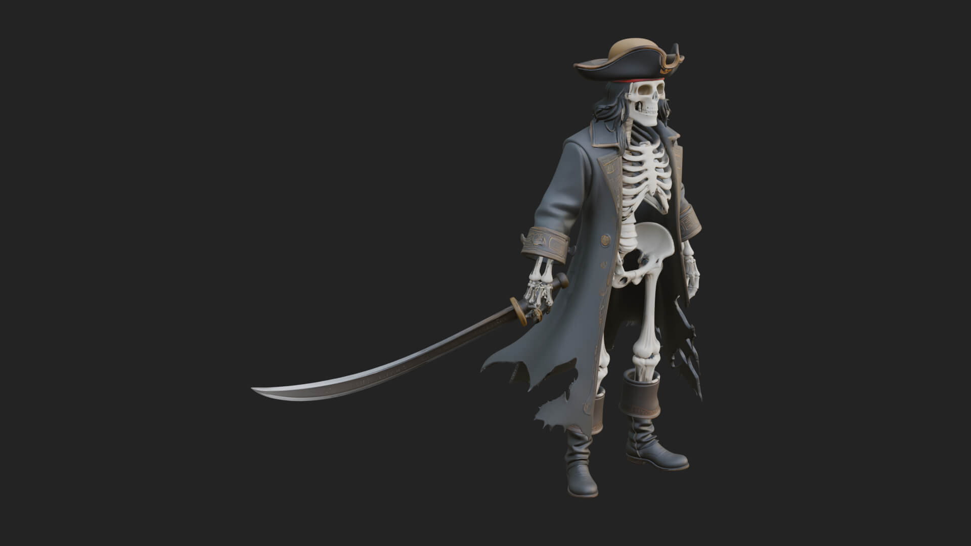 Skeleton Pirate Statue Design 5 3D Print Model 3D Model