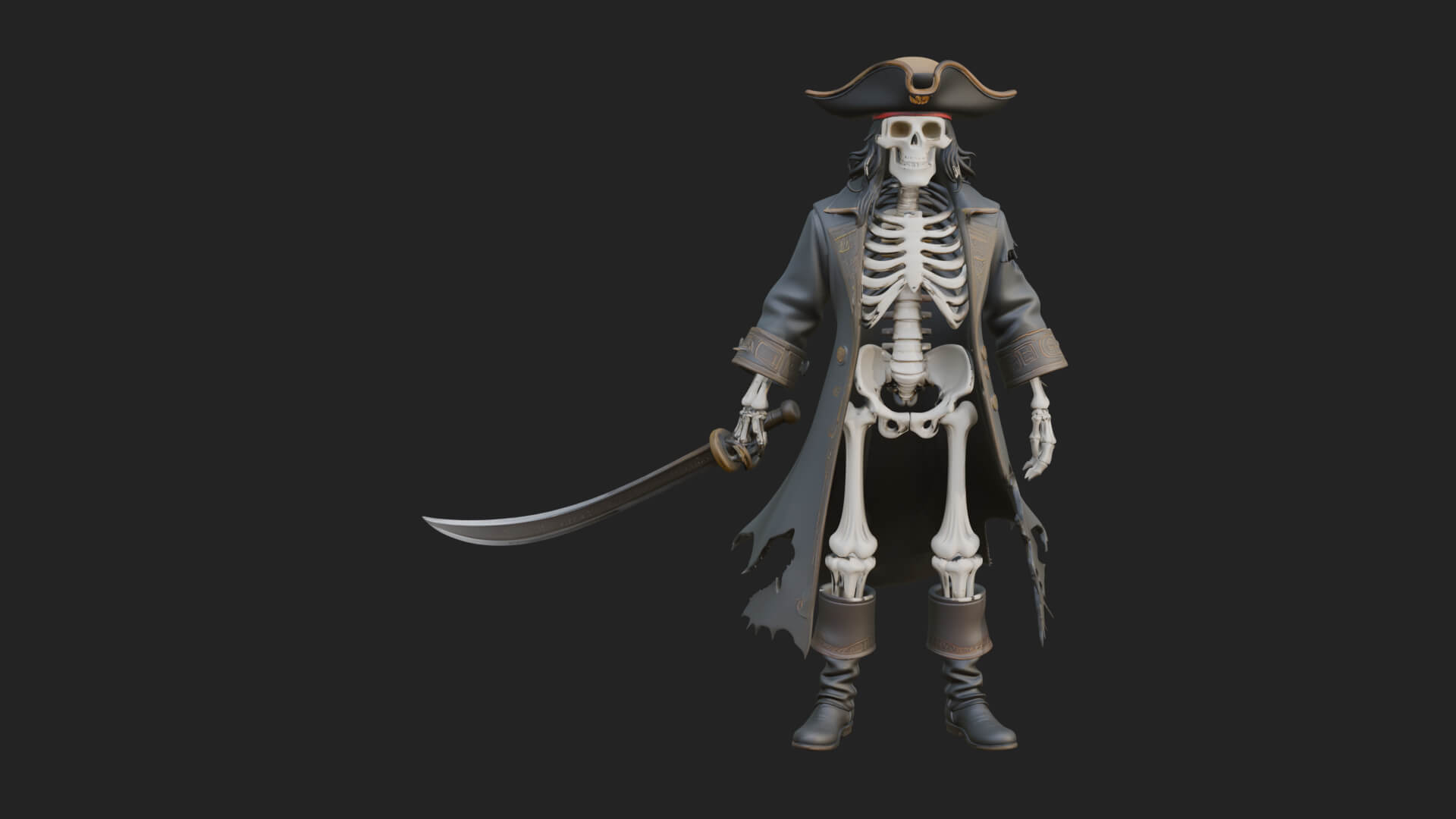 Skeleton Pirate Statue Design 5 3D Print Model 3D Model