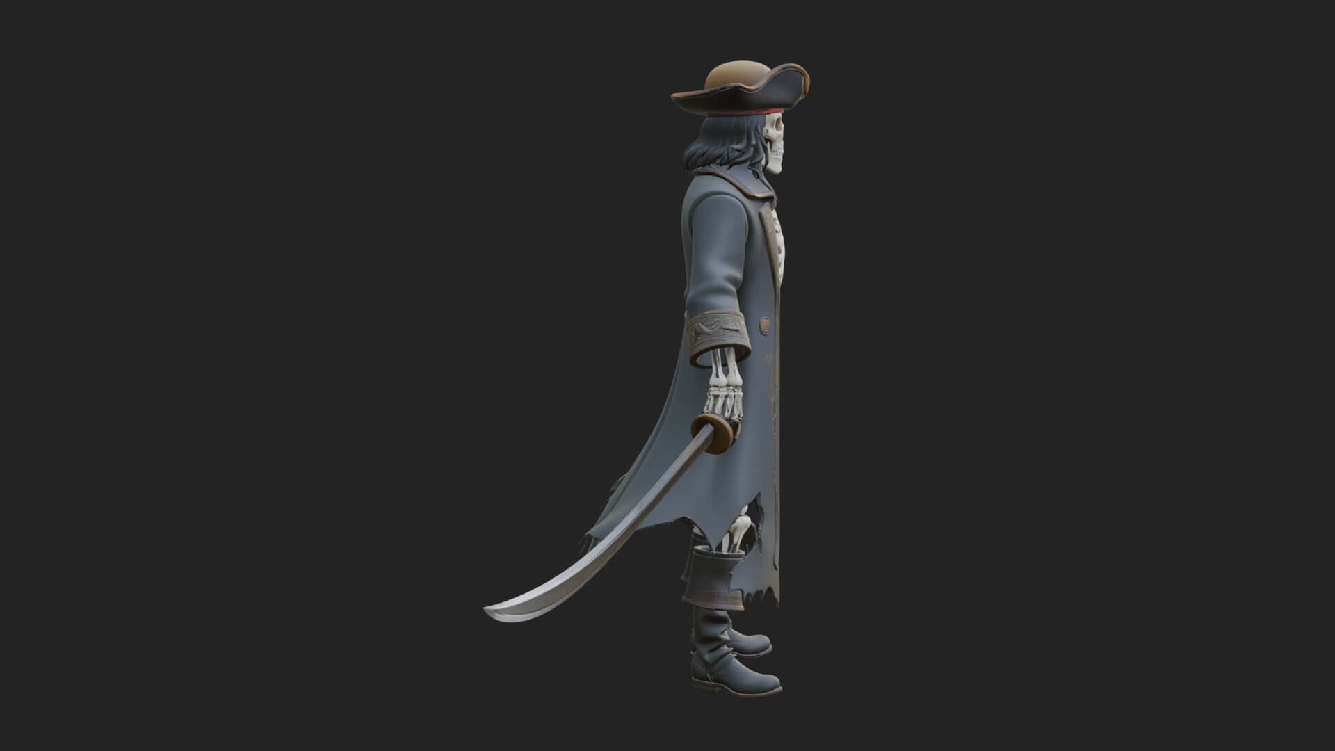 Skeleton Pirate Statue Design 5 3D Print Model 3D Model