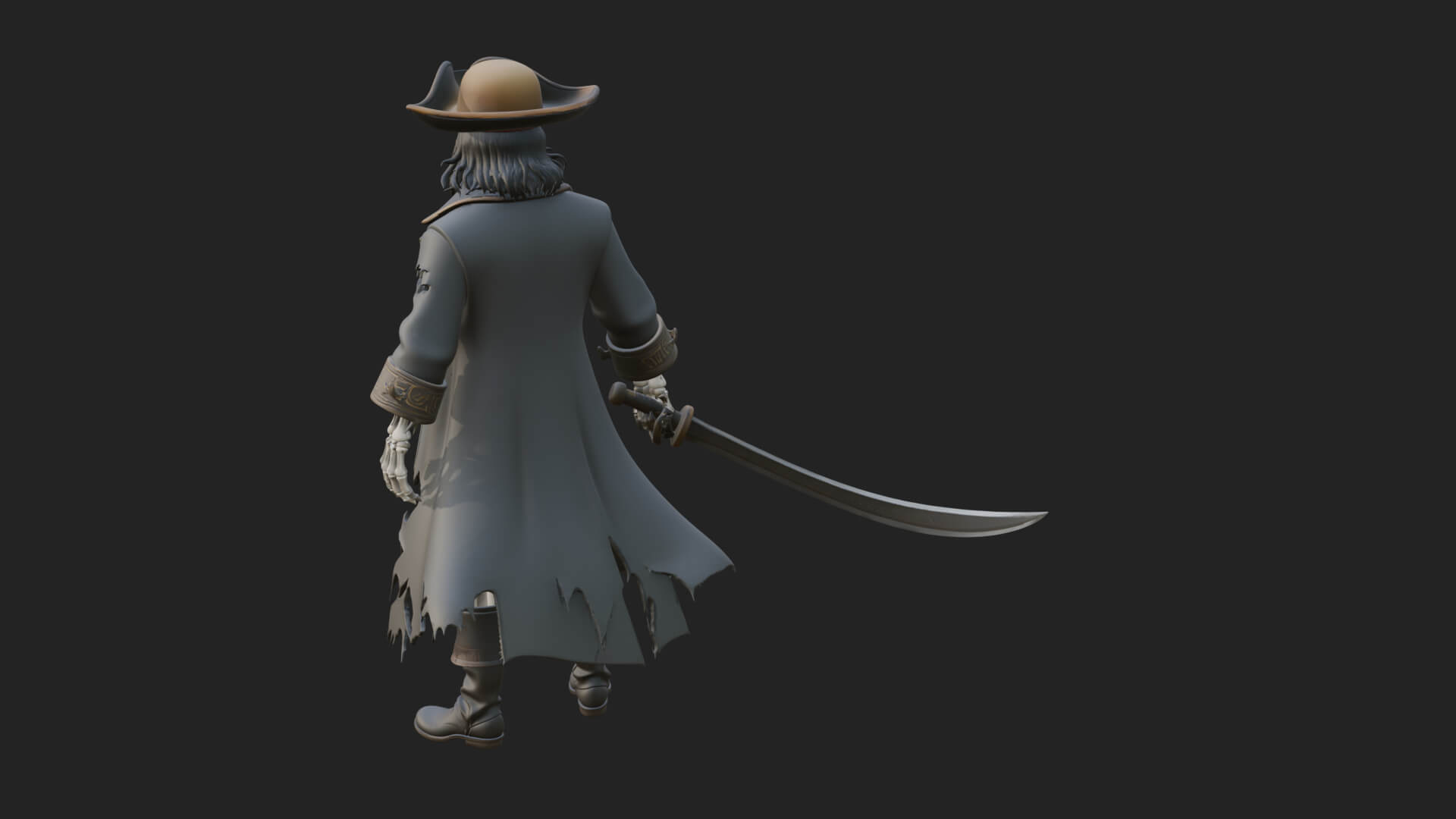 Skeleton Pirate Statue Design 5 3D Print Model 3D Model