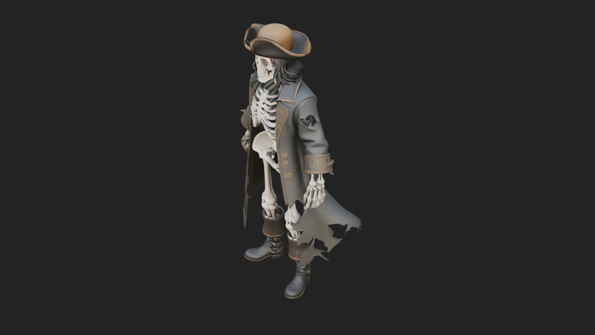 Skeleton Pirate Statue Design 5 3D Print Model 3D Model
