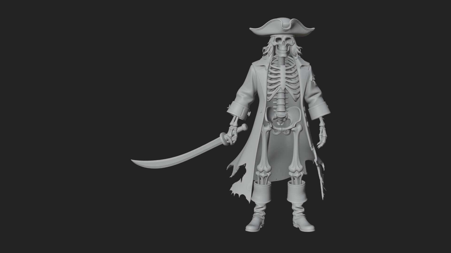 Skeleton Pirate Statue Design 5 3D Print Model 3D Model