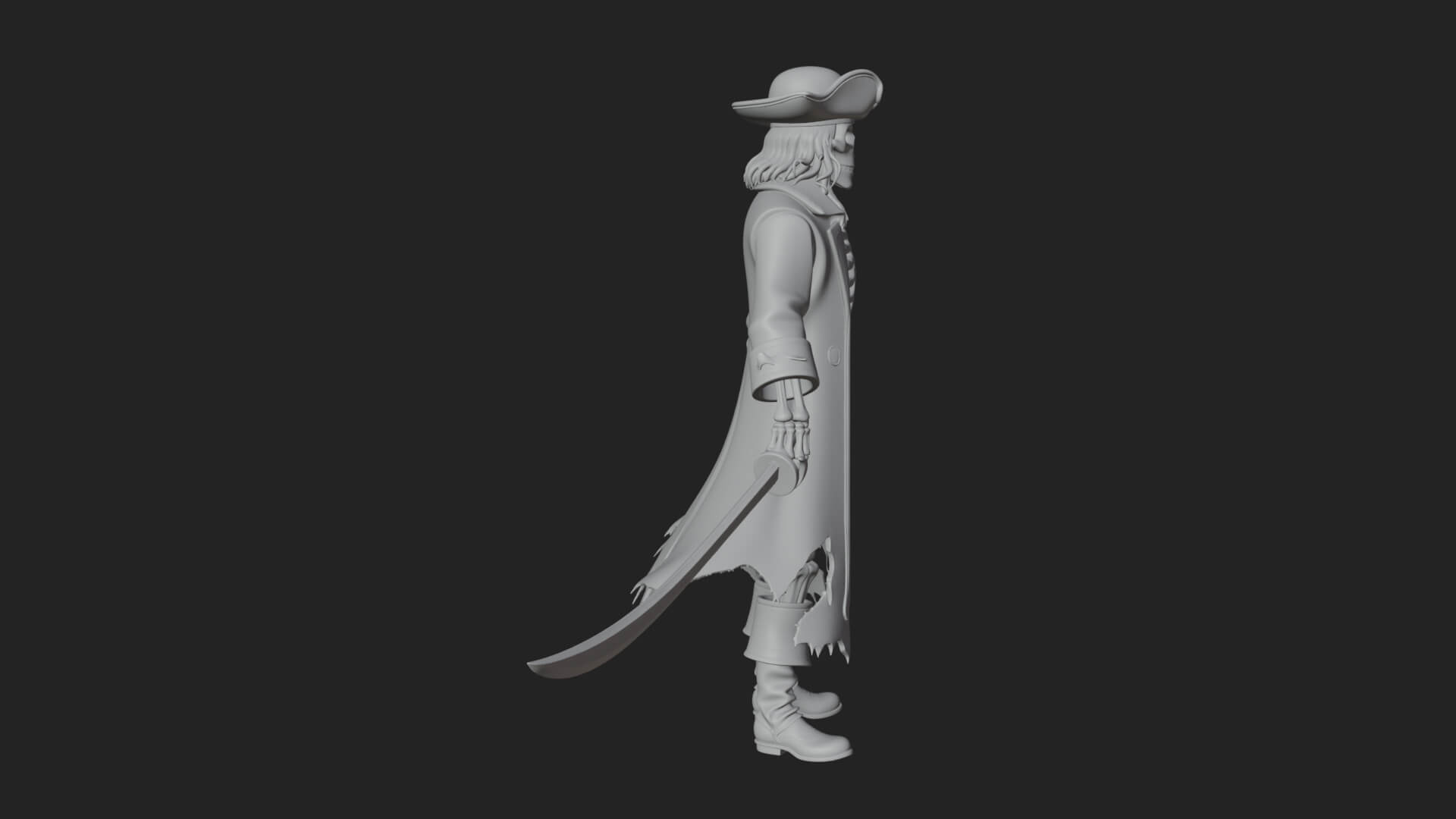 Skeleton Pirate Statue Design 5 3D Print Model 3D Model