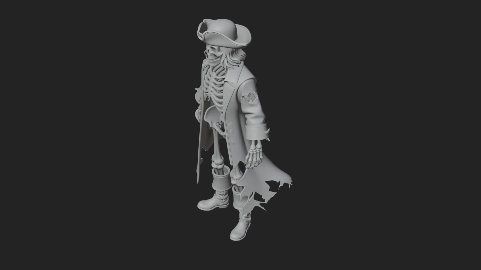 Skeleton Pirate Statue Design 5 3D Print Model 3D Model