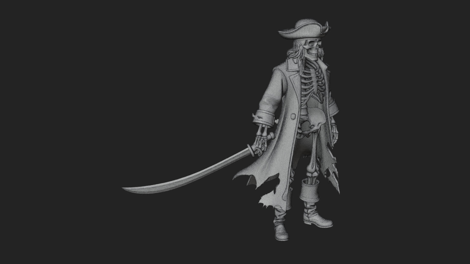Skeleton Pirate Statue Design 5 3D Print Model 3D Model