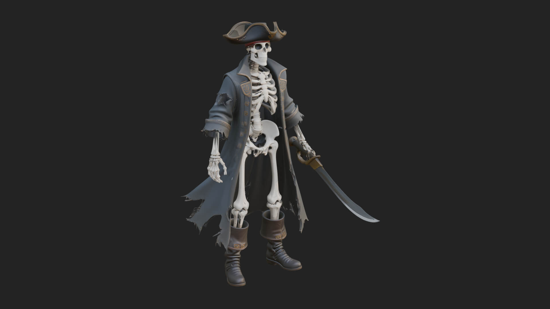 Skeleton Pirate Statue Design 6 3D Print Model 3D Model