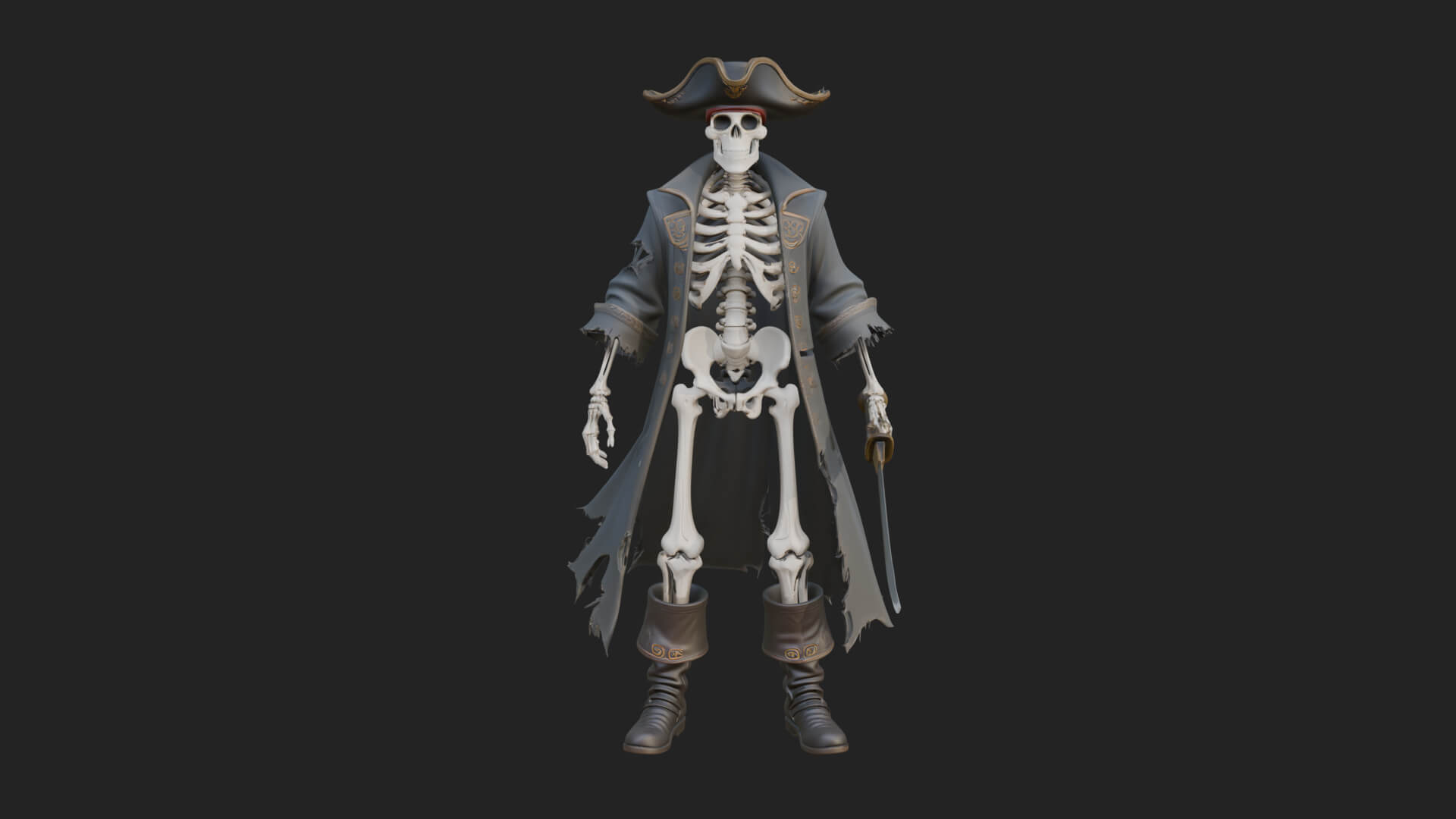 Skeleton Pirate Statue Design 6 3D Print Model 3D Model