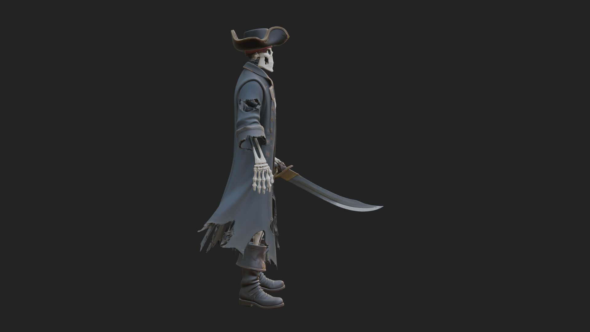 Skeleton Pirate Statue Design 6 3D Print Model 3D Model