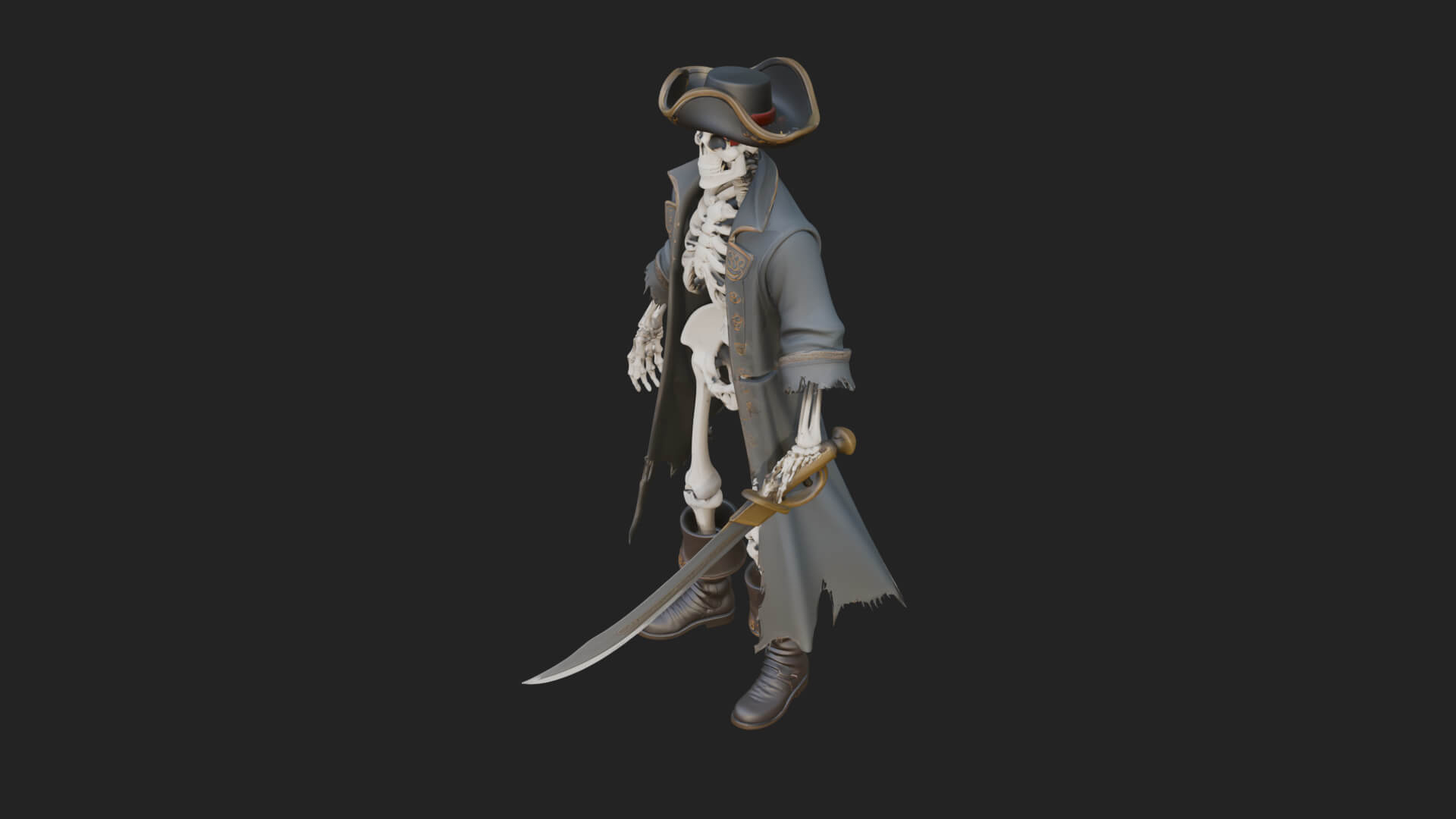 Skeleton Pirate Statue Design 6 3D Print Model 3D Model