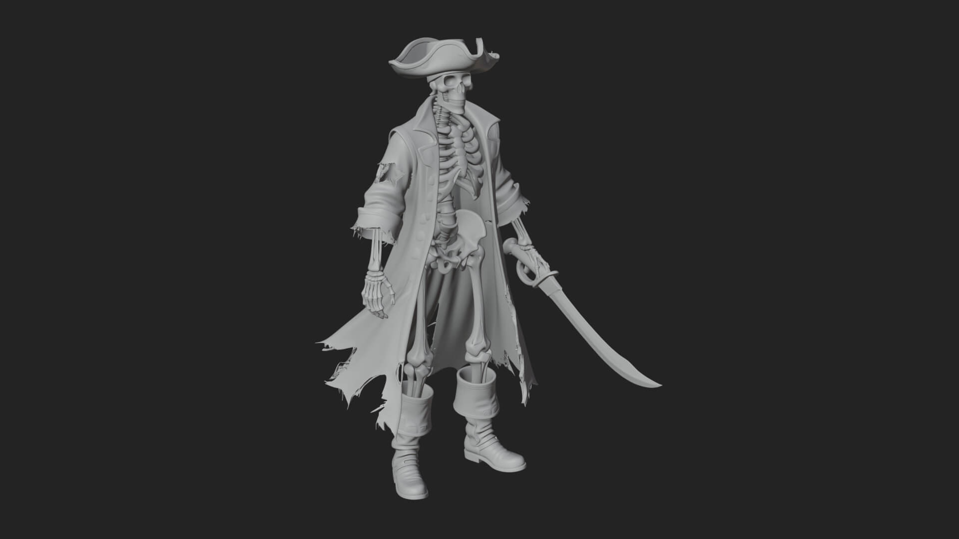 Skeleton Pirate Statue Design 6 3D Print Model 3D Model