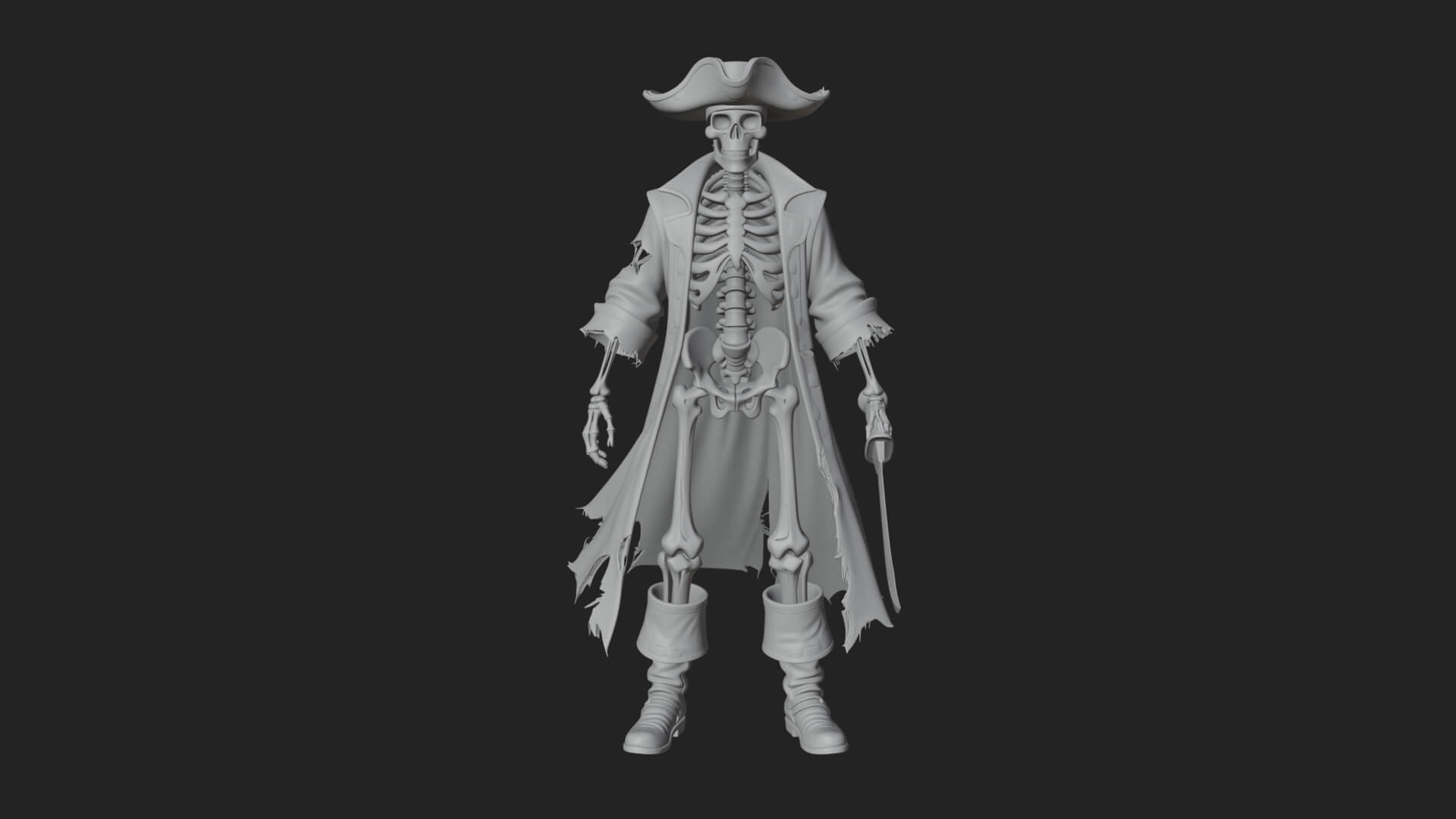 Skeleton Pirate Statue Design 6 3D Print Model 3D Model