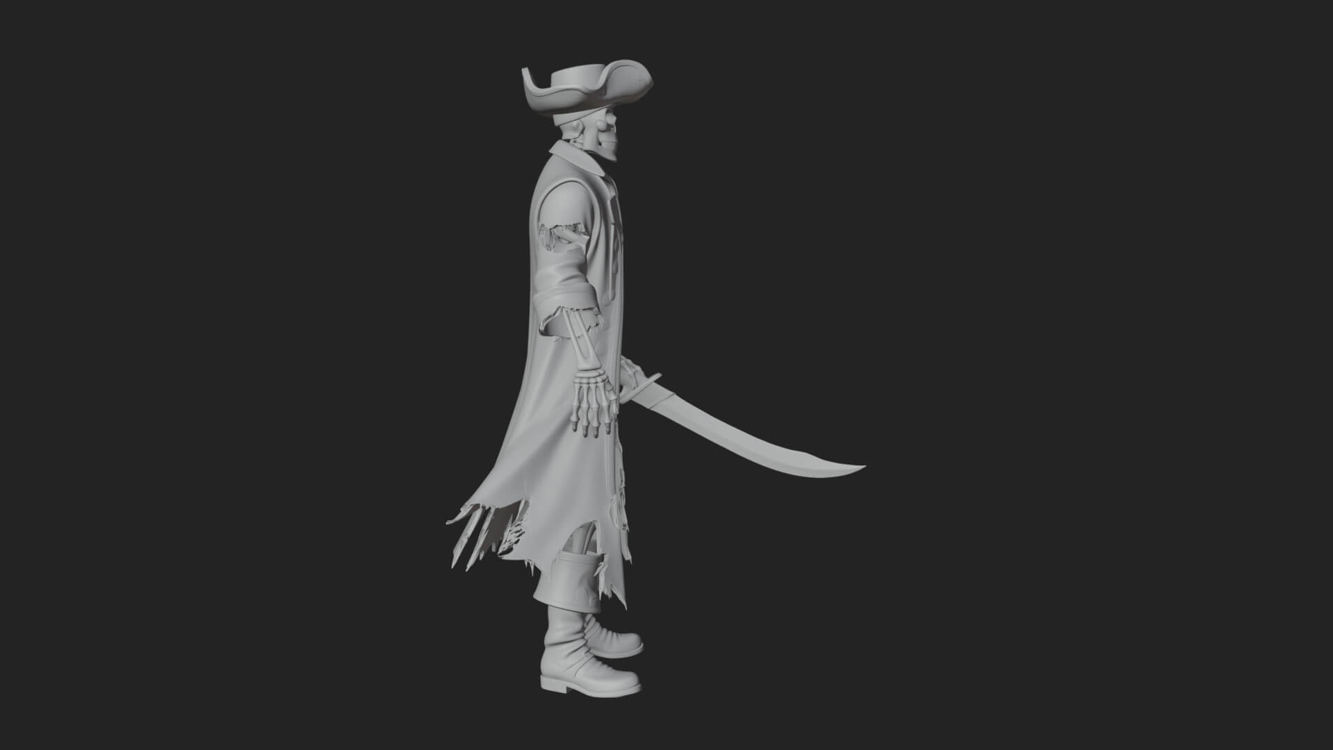 Skeleton Pirate Statue Design 6 3D Print Model 3D Model