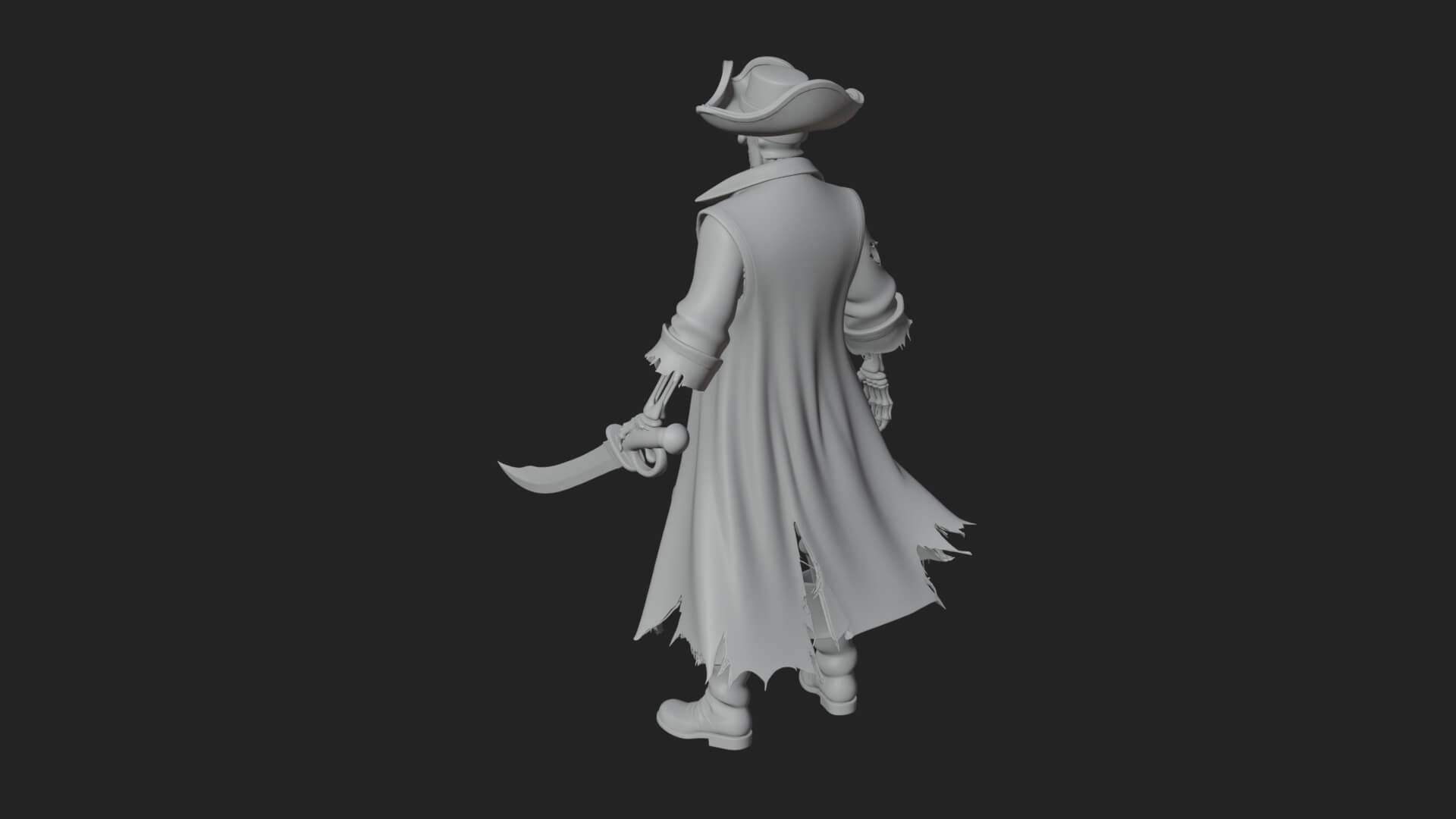 Skeleton Pirate Statue Design 6 3D Print Model 3D Model