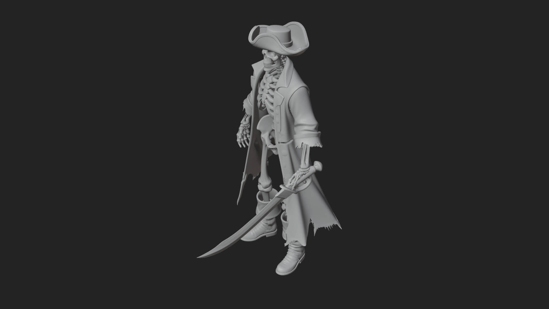 Skeleton Pirate Statue Design 6 3D Print Model 3D Model