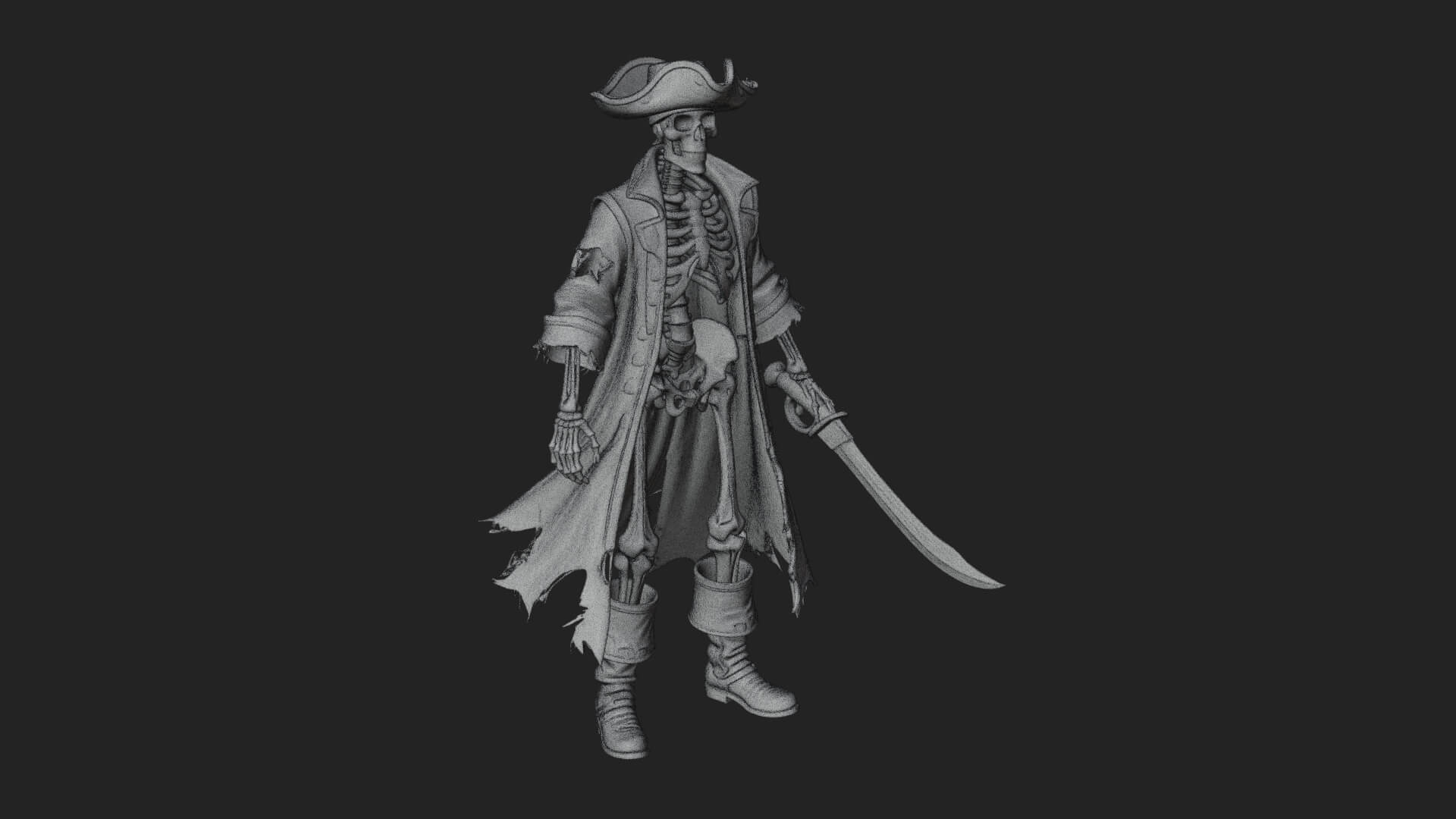 Skeleton Pirate Statue Design 6 3D Print Model 3D Model