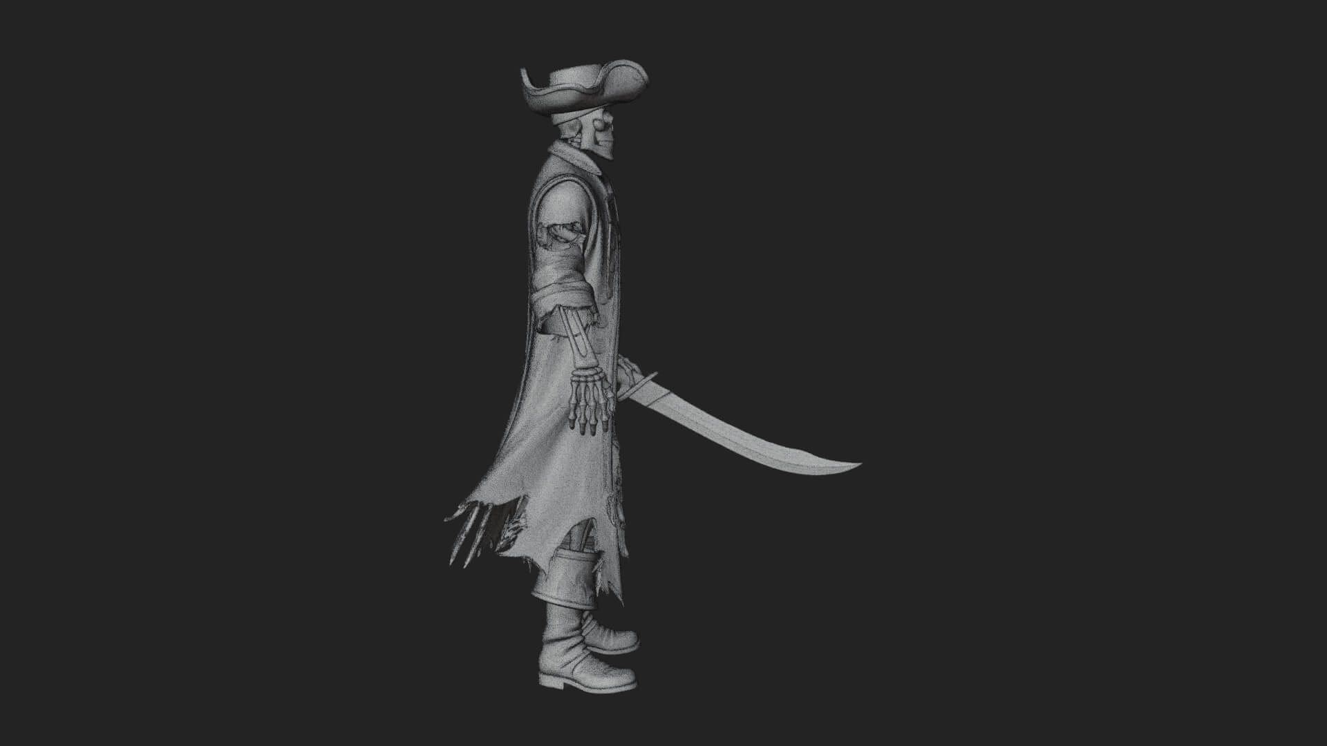 Skeleton Pirate Statue Design 6 3D Print Model 3D Model