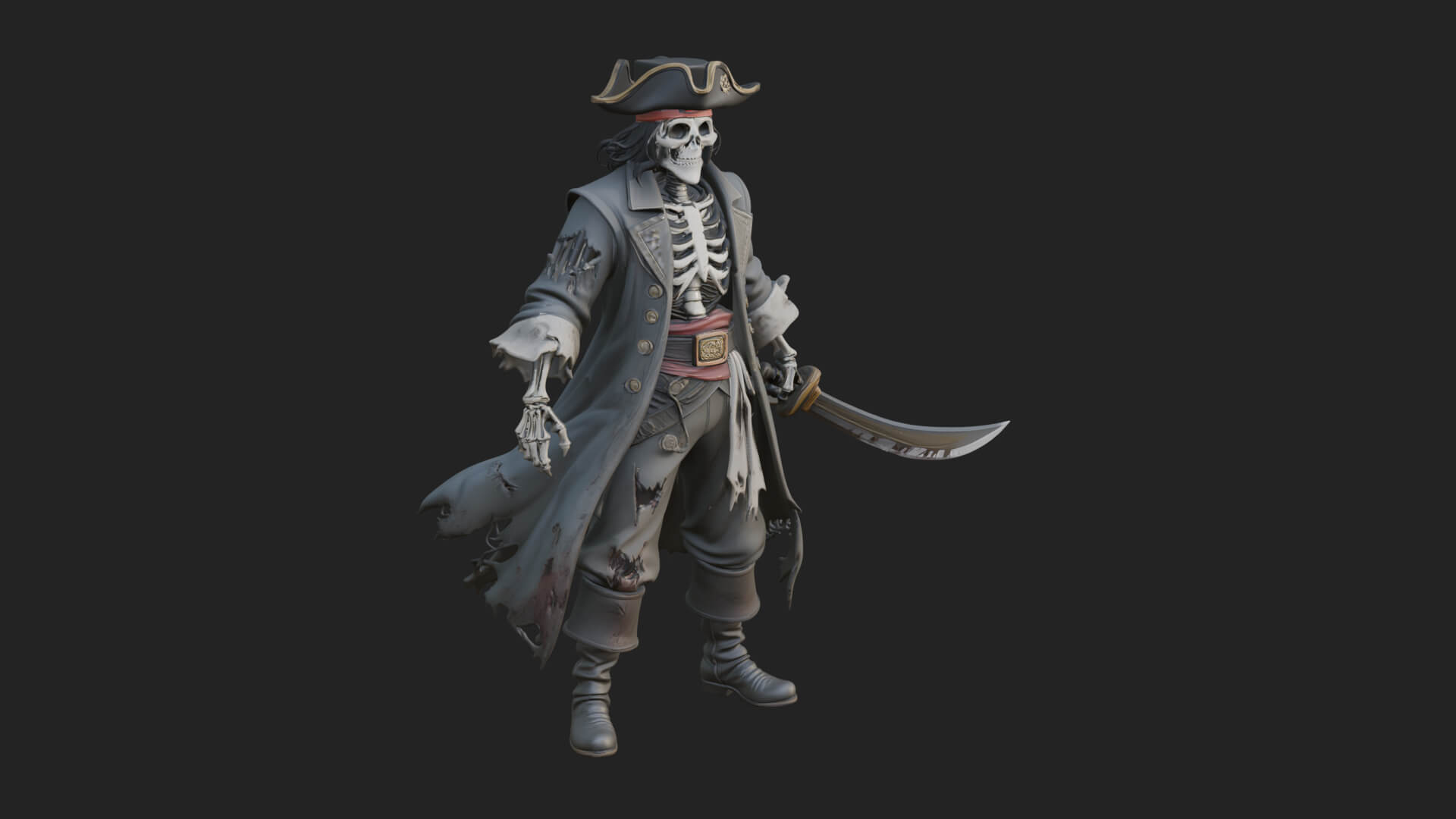 Skeleton Pirate Statue Design 7 3D Print Model 3D Model