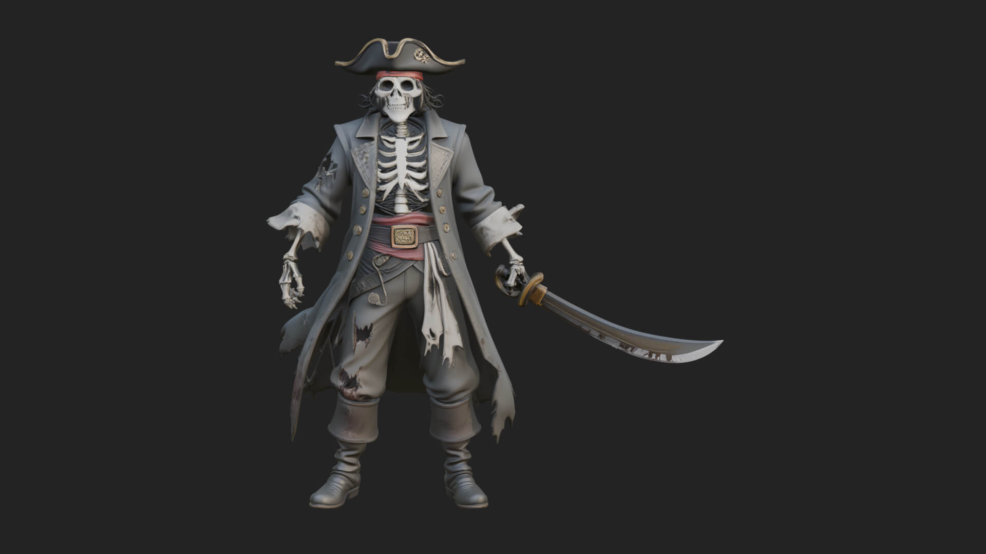Skeleton Pirate Statue Design 7 3D Print Model 3D Model