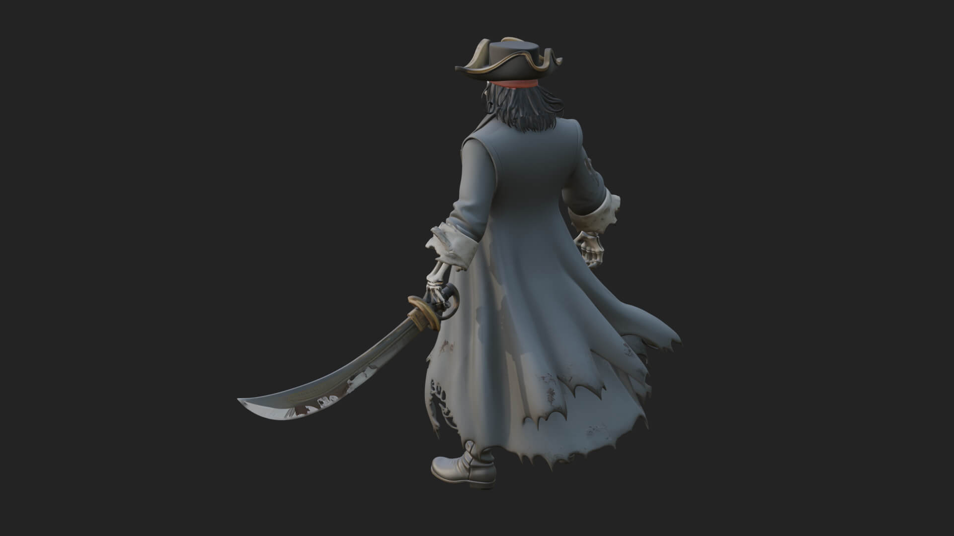 Skeleton Pirate Statue Design 7 3D Print Model 3D Model