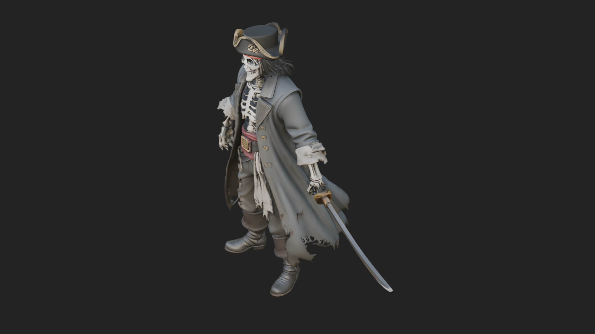 Skeleton Pirate Statue Design 7 3D Print Model 3D Model