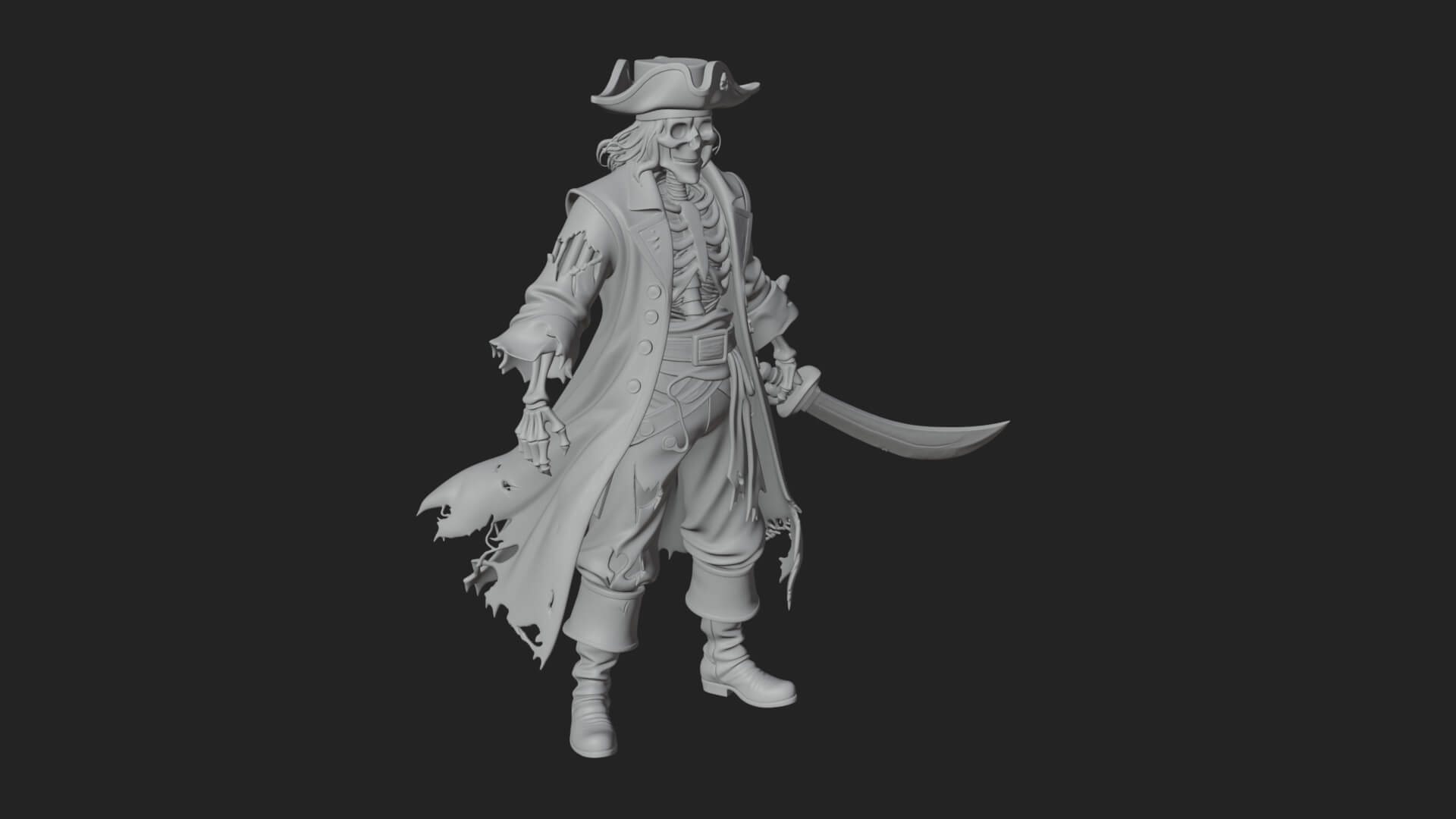 Skeleton Pirate Statue Design 7 3D Print Model 3D Model