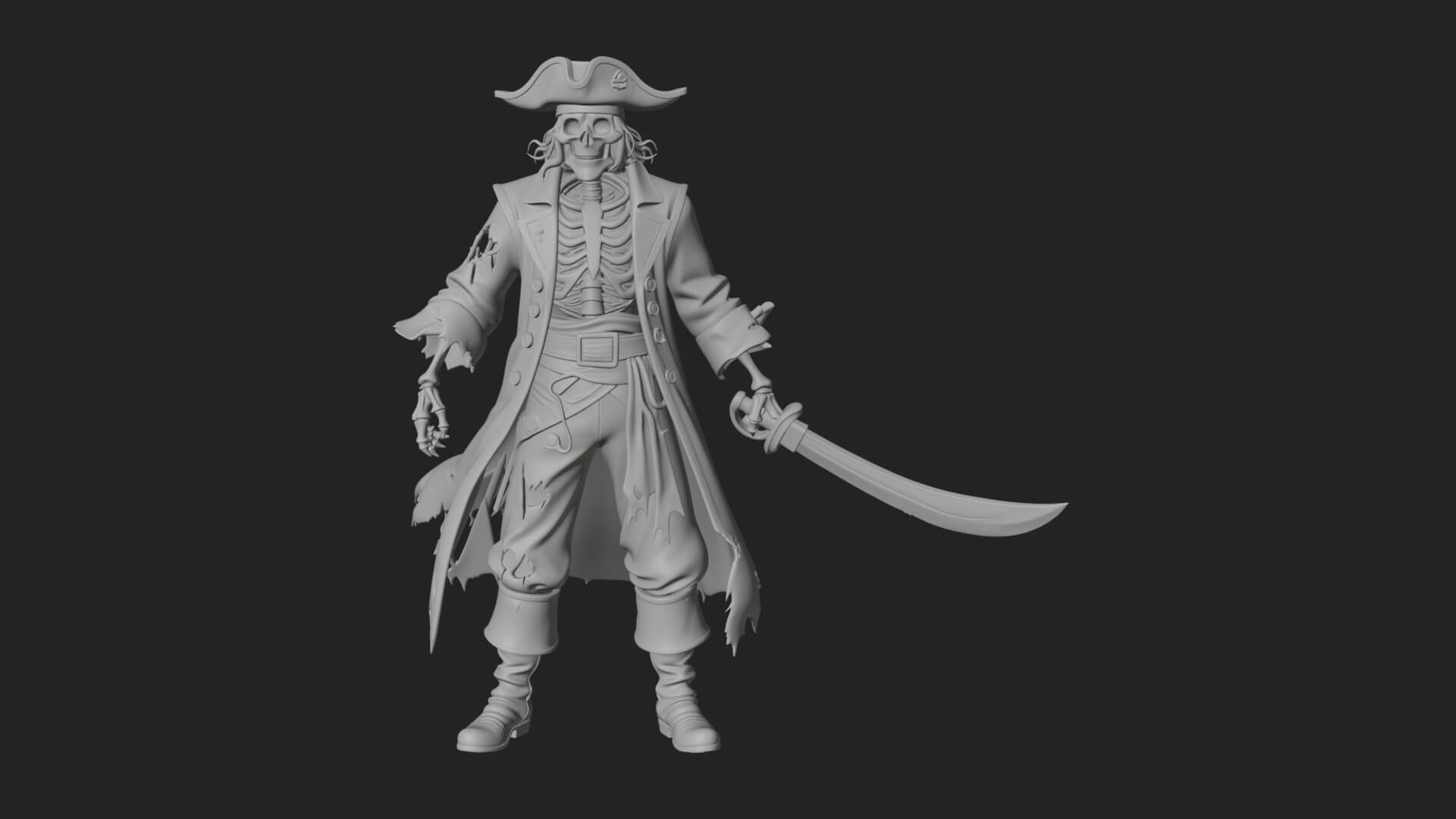 Skeleton Pirate Statue Design 7 3D Print Model 3D Model
