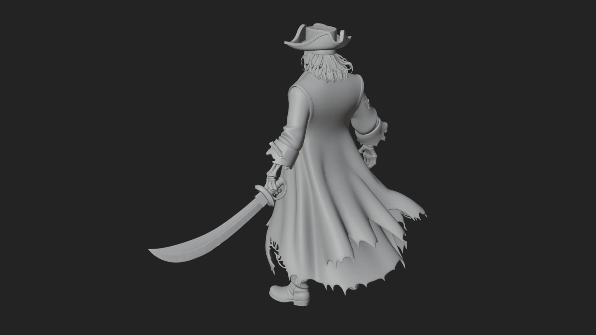 Skeleton Pirate Statue Design 7 3D Print Model 3D Model