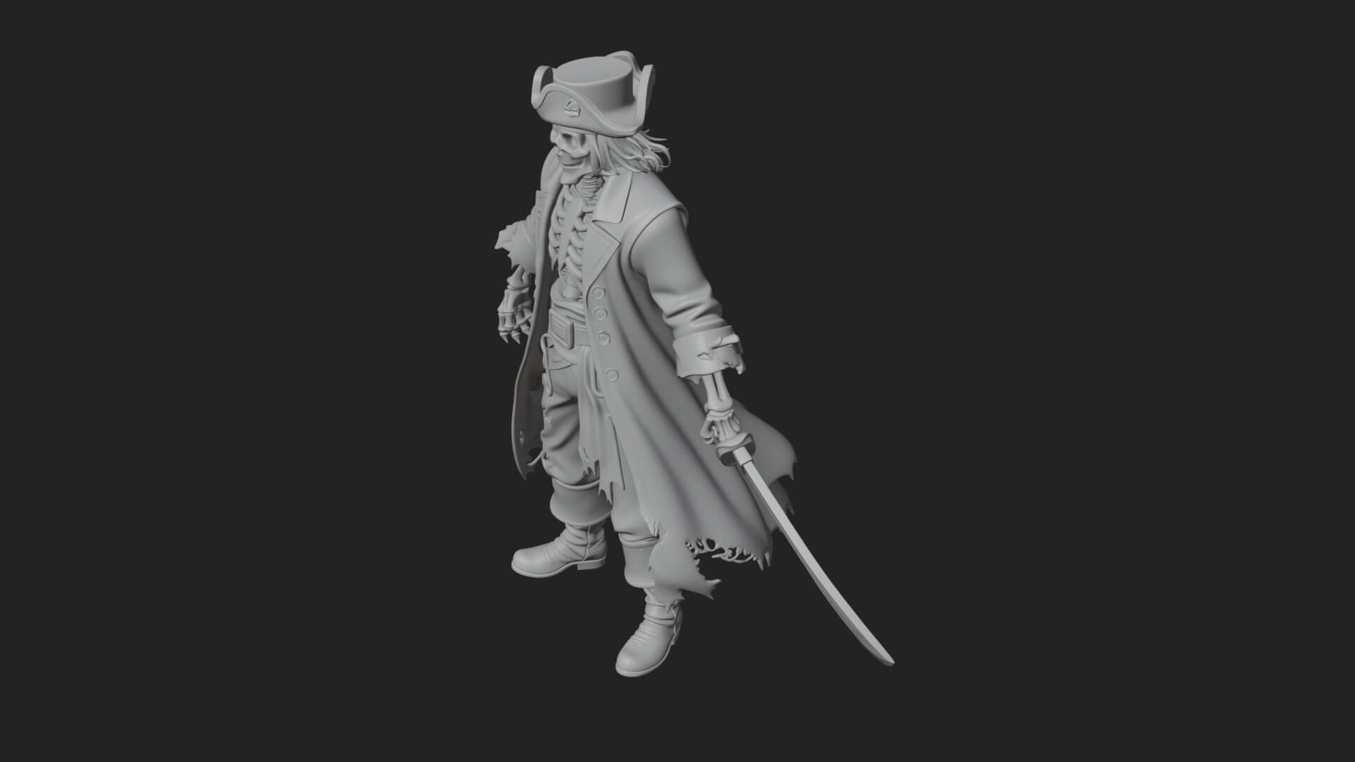 Skeleton Pirate Statue Design 7 3D Print Model 3D Model