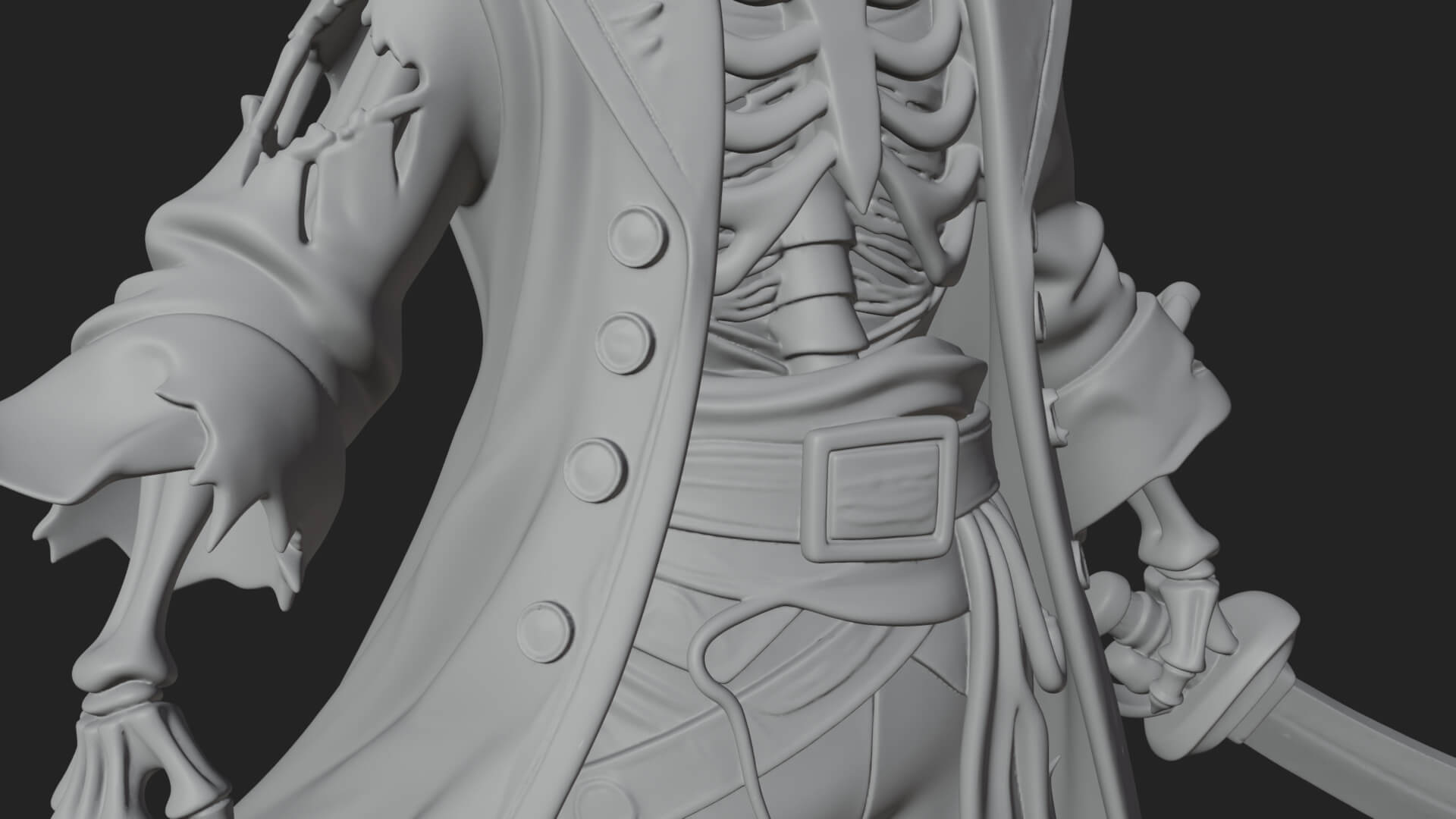Skeleton Pirate Statue Design 7 3D Print Model 3D Model
