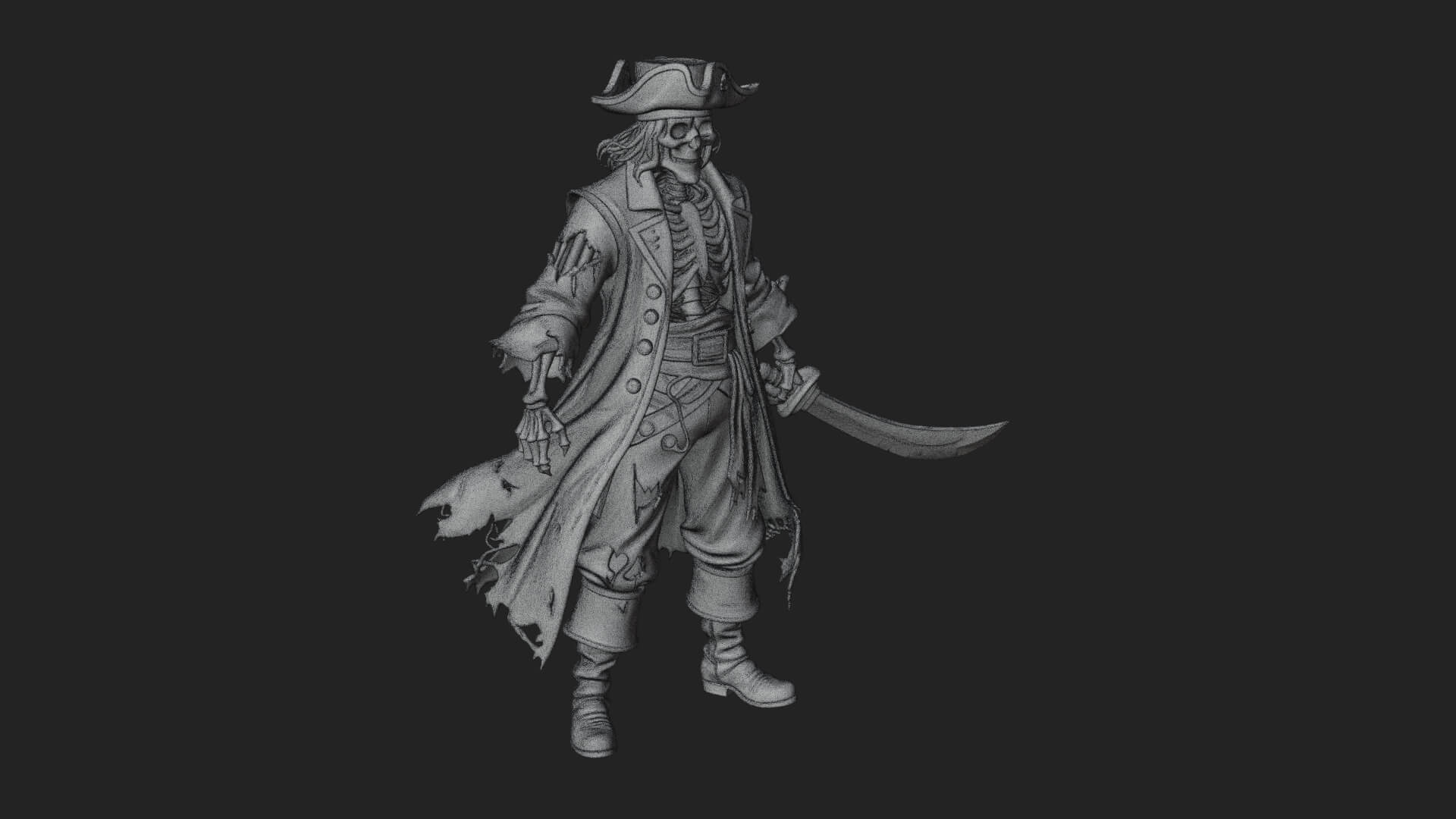 Skeleton Pirate Statue Design 7 3D Print Model 3D Model
