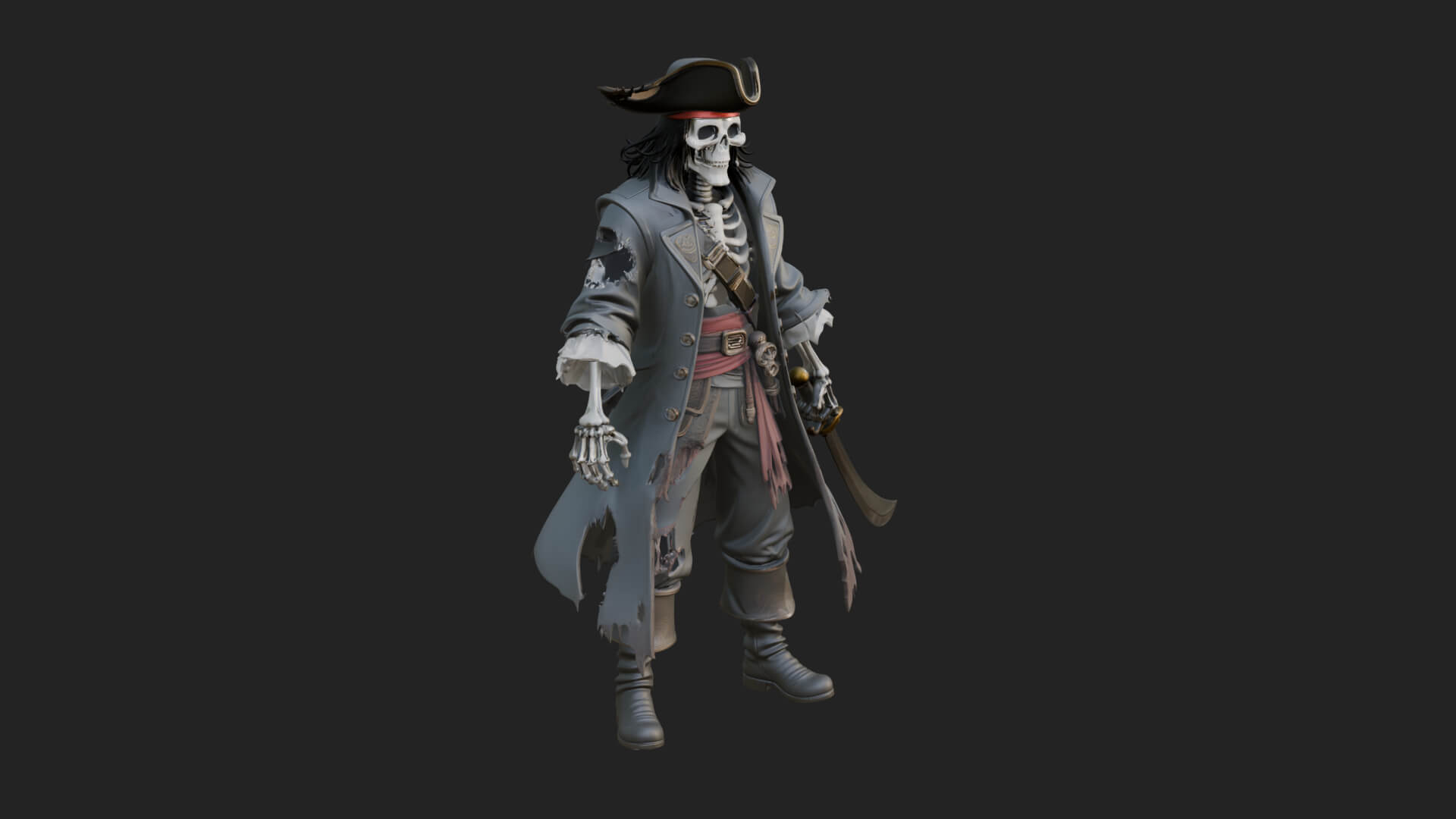 Skeleton Pirate Statue Design 8 3D Print Model 3D Model