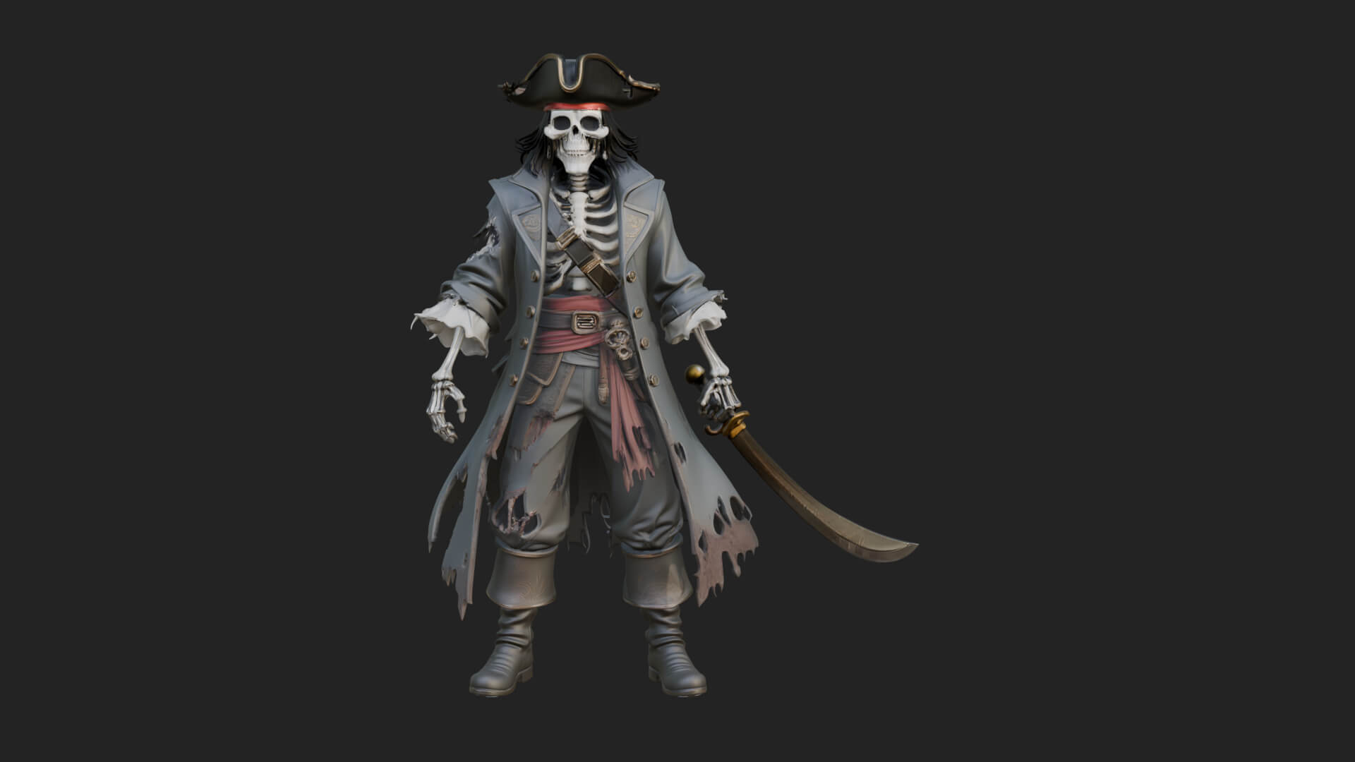 Skeleton Pirate Statue Design 8 3D Print Model 3D Model
