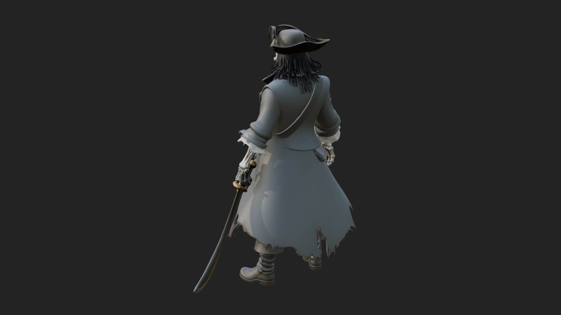 Skeleton Pirate Statue Design 8 3D Print Model 3D Model