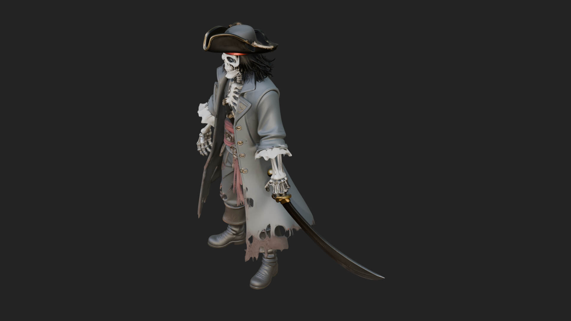 Skeleton Pirate Statue Design 8 3D Print Model 3D Model