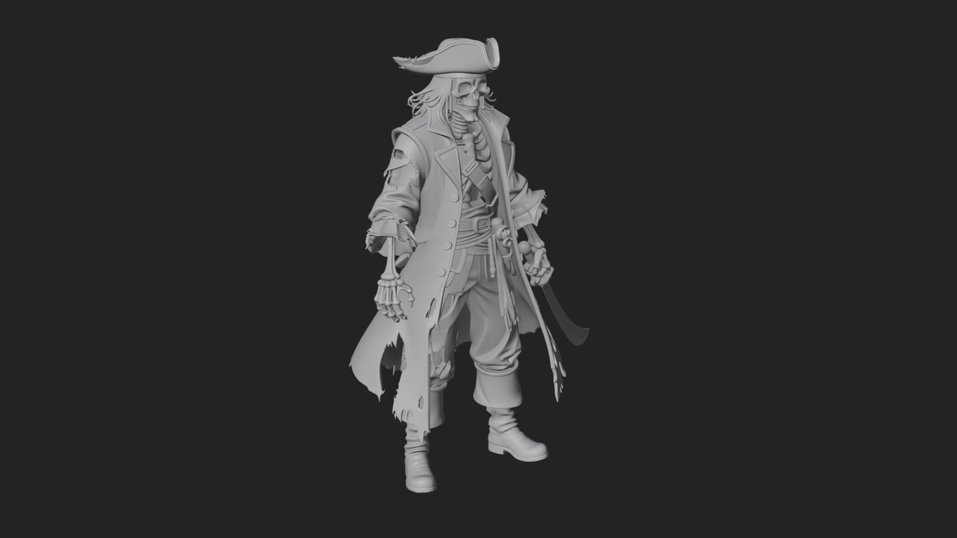 Skeleton Pirate Statue Design 8 3D Print Model 3D Model