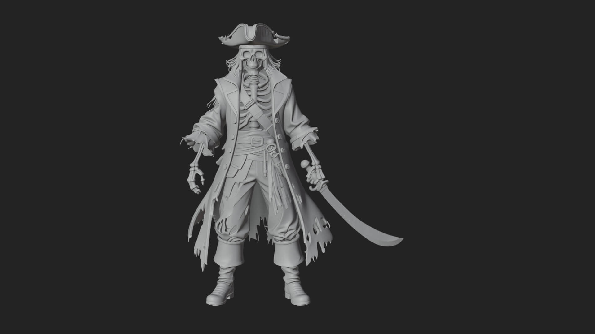 Skeleton Pirate Statue Design 8 3D Print Model 3D Model
