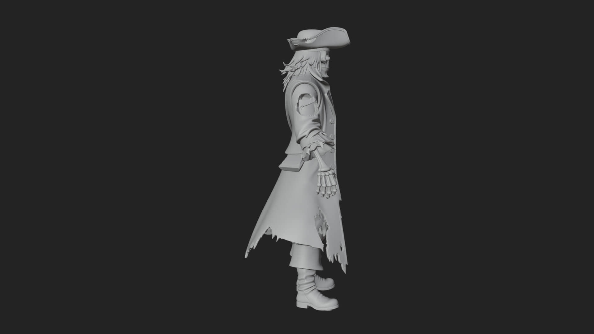 Skeleton Pirate Statue Design 8 3D Print Model 3D Model