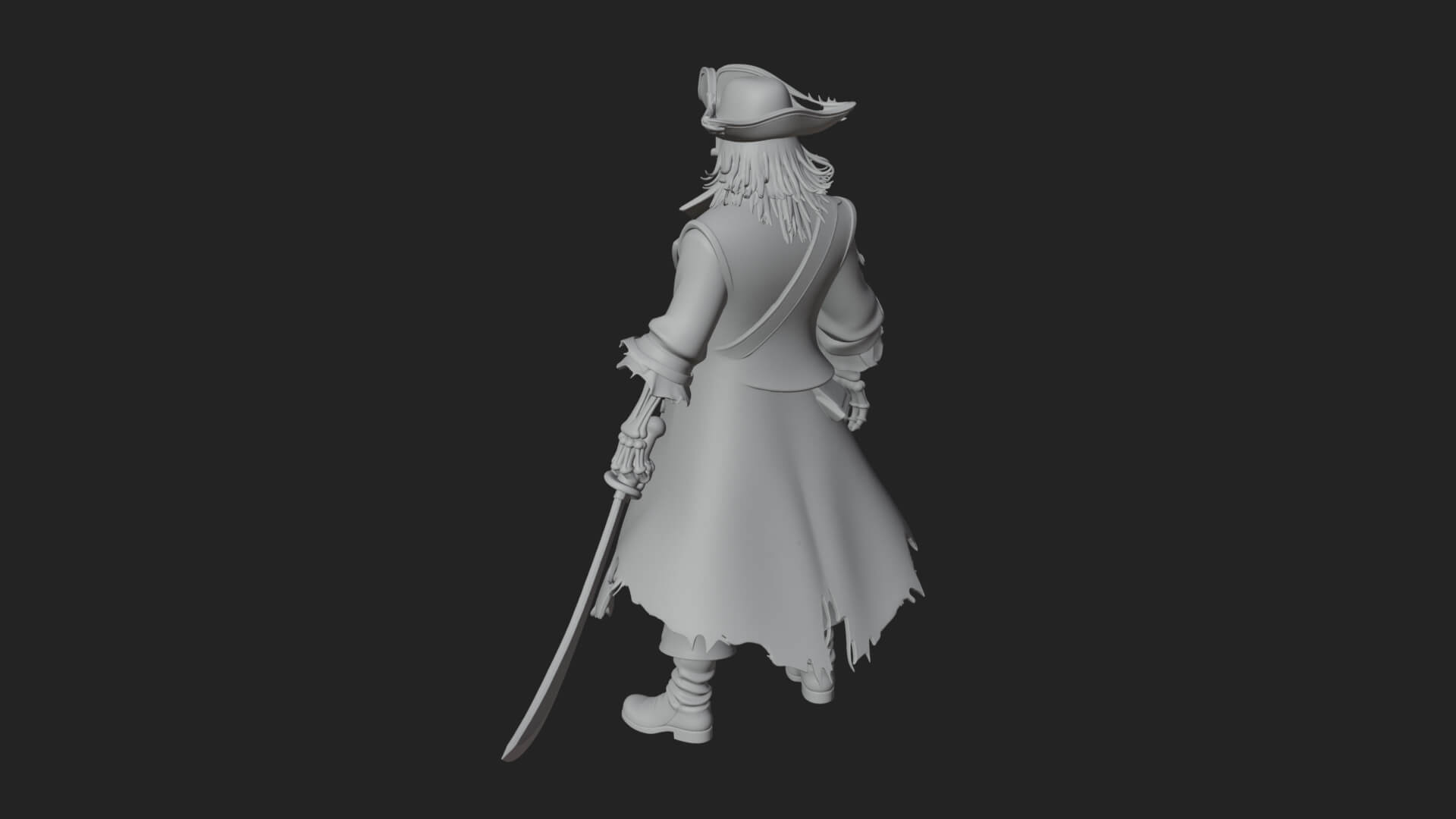 Skeleton Pirate Statue Design 8 3D Print Model 3D Model