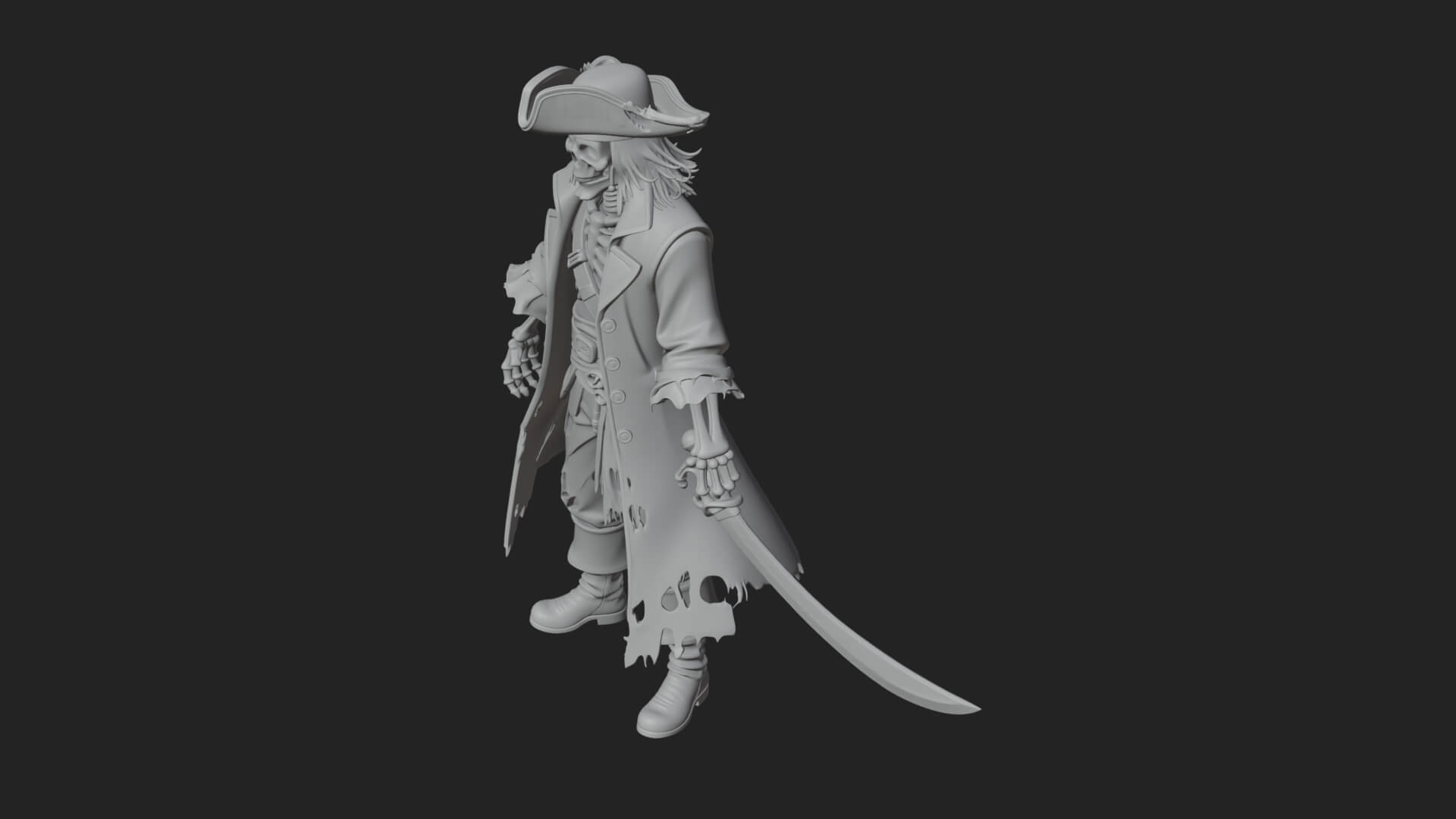 Skeleton Pirate Statue Design 8 3D Print Model 3D Model