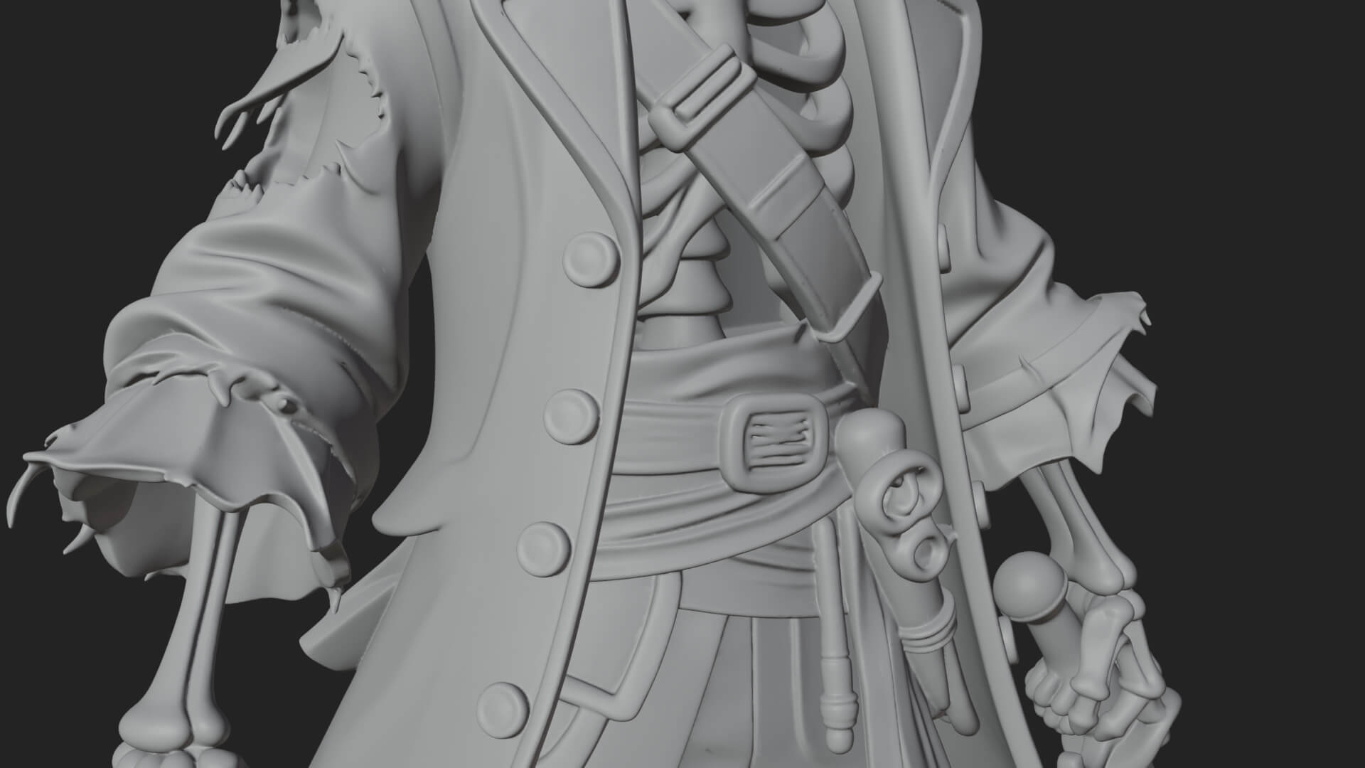 Skeleton Pirate Statue Design 8 3D Print Model 3D Model