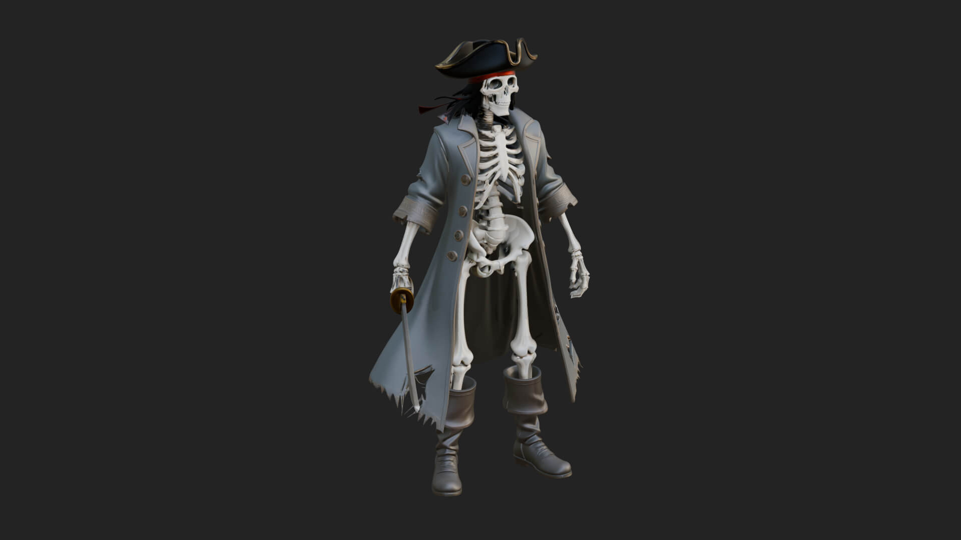 Skeleton Pirate Statue Design 9 3D Print Model 3D Model