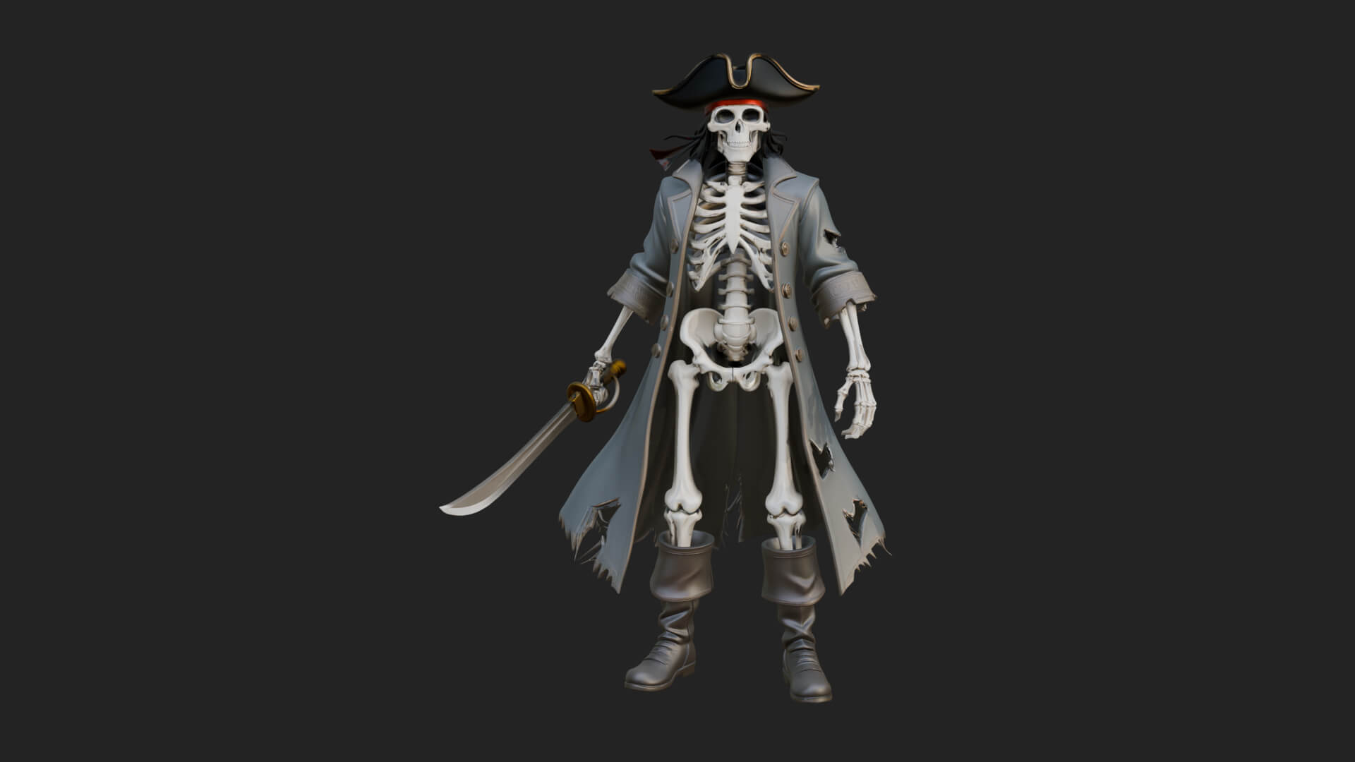 Skeleton Pirate Statue Design 9 3D Print Model 3D Model