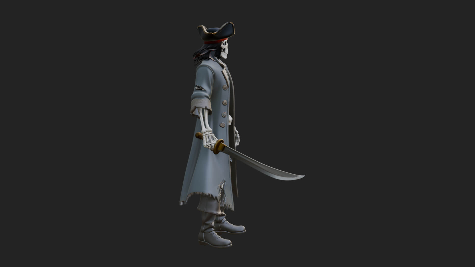 Skeleton Pirate Statue Design 9 3D Print Model 3D Model