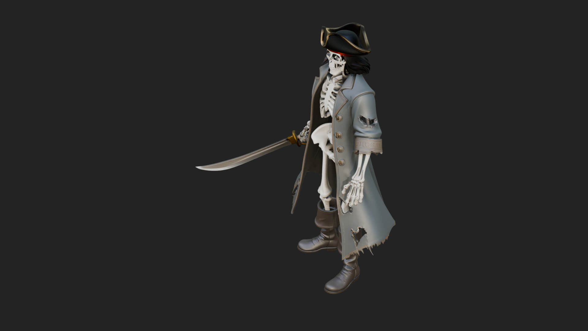 Skeleton Pirate Statue Design 9 3D Print Model 3D Model