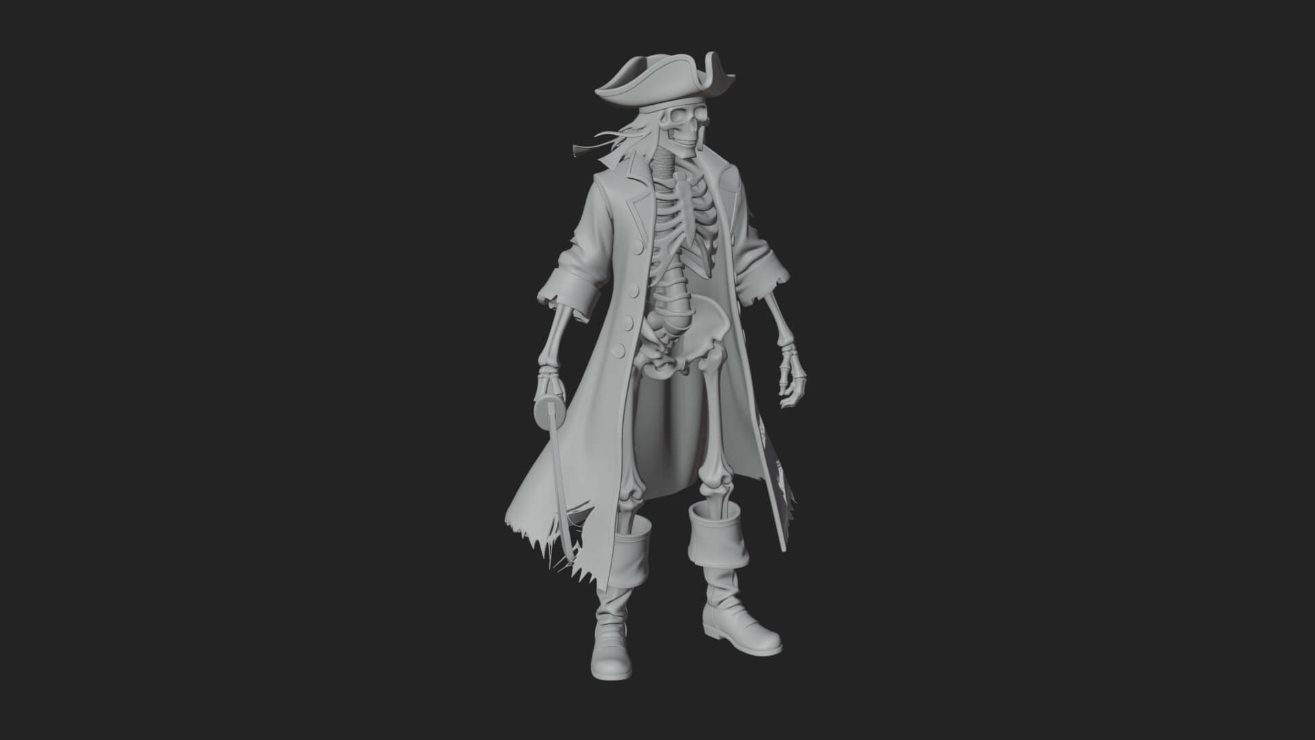 Skeleton Pirate Statue Design 9 3D Print Model 3D Model
