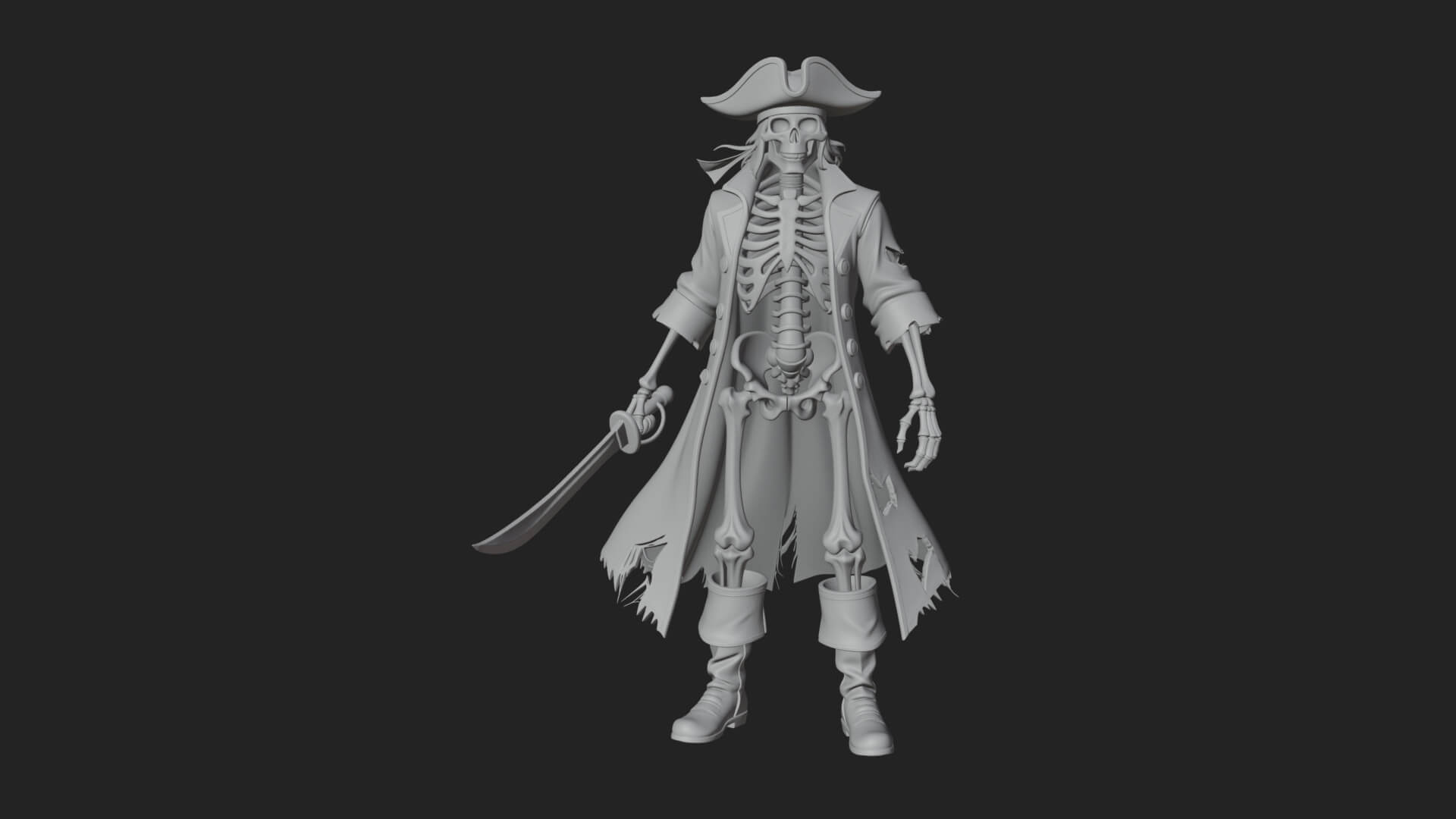 Skeleton Pirate Statue Design 9 3D Print Model 3D Model