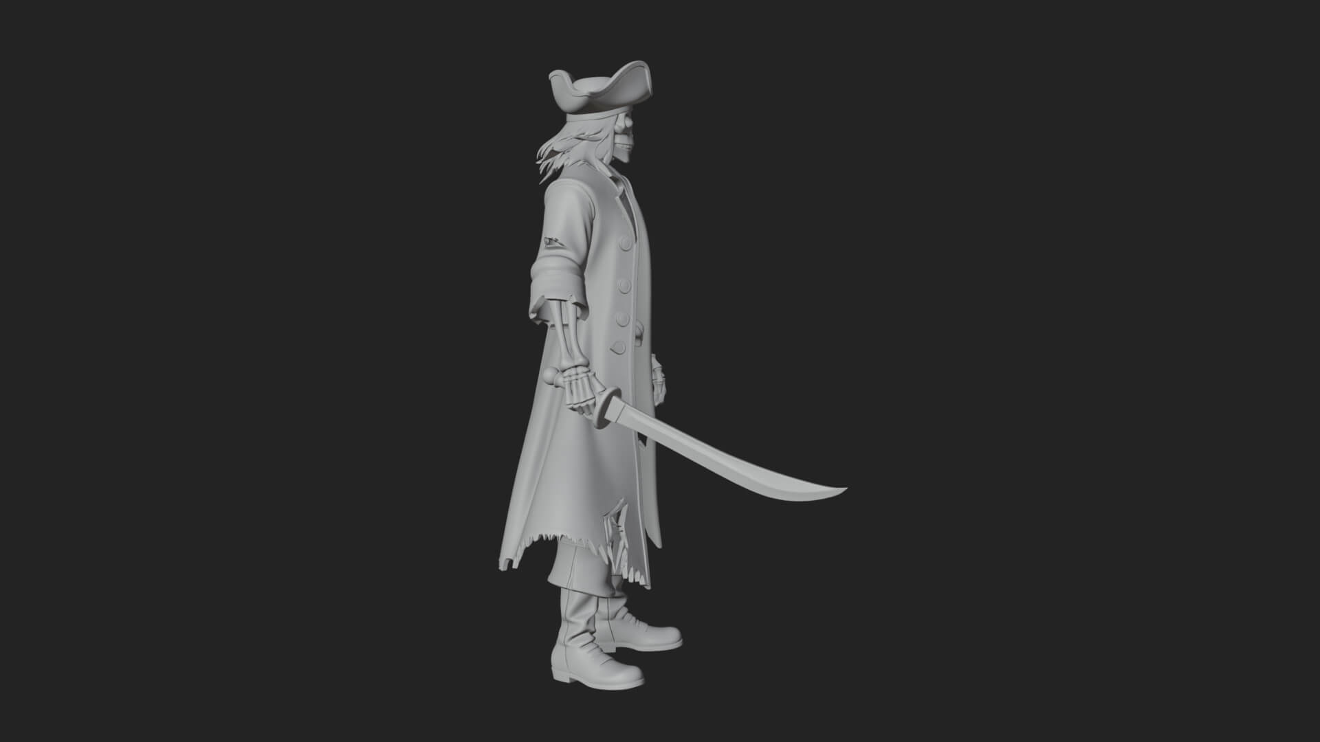 Skeleton Pirate Statue Design 9 3D Print Model 3D Model